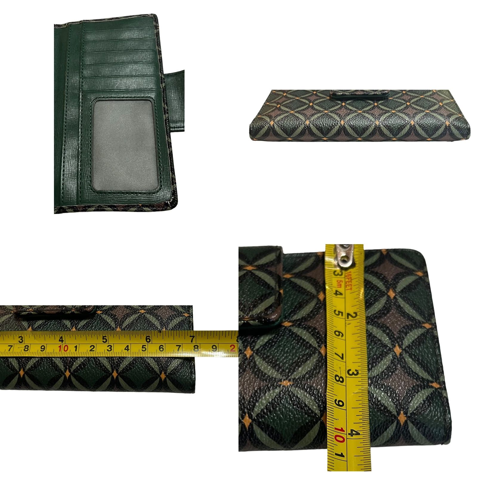 Fossil Fossil Wallet Geometric Green Leather Bifold Credit Card ID Holder Women’s Zip-Around Size ONE SIZE - 8 Thumbnail