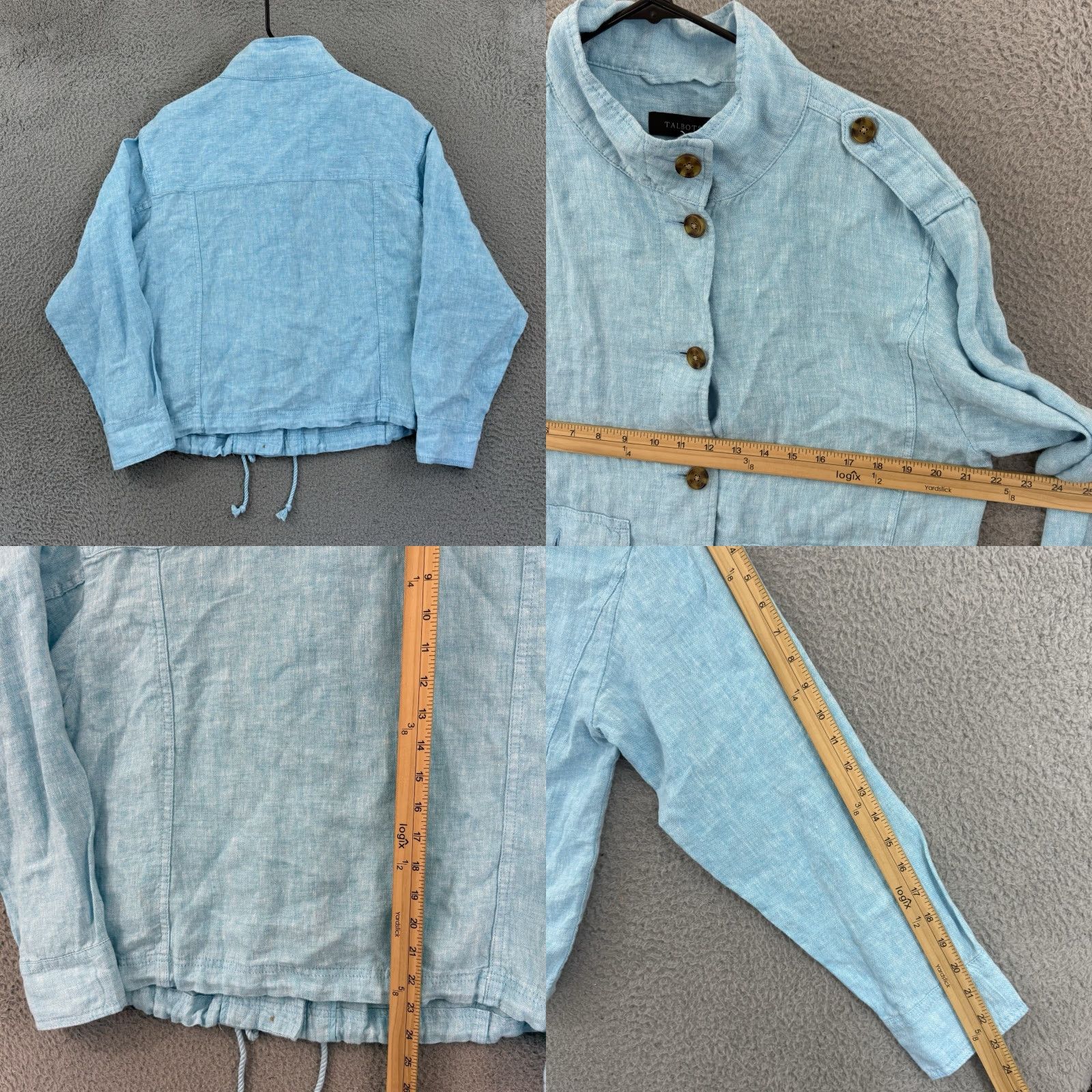 Talbots Talbots Jacket Womens Medium Blue Utility 100% Linen Button Up Light Boho Preppy Size M / US 6-8 / IT 42-44 - 8 Thumbnail