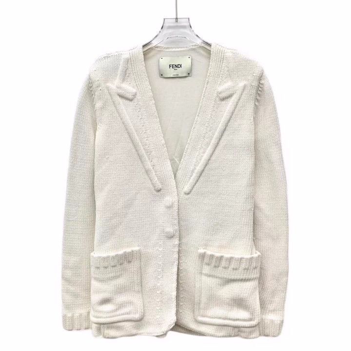 Fendi Fendi Beige V-Neck Button Knit Cardigan Size US S / EU 44-46 / 1 - 1 Thumbnail