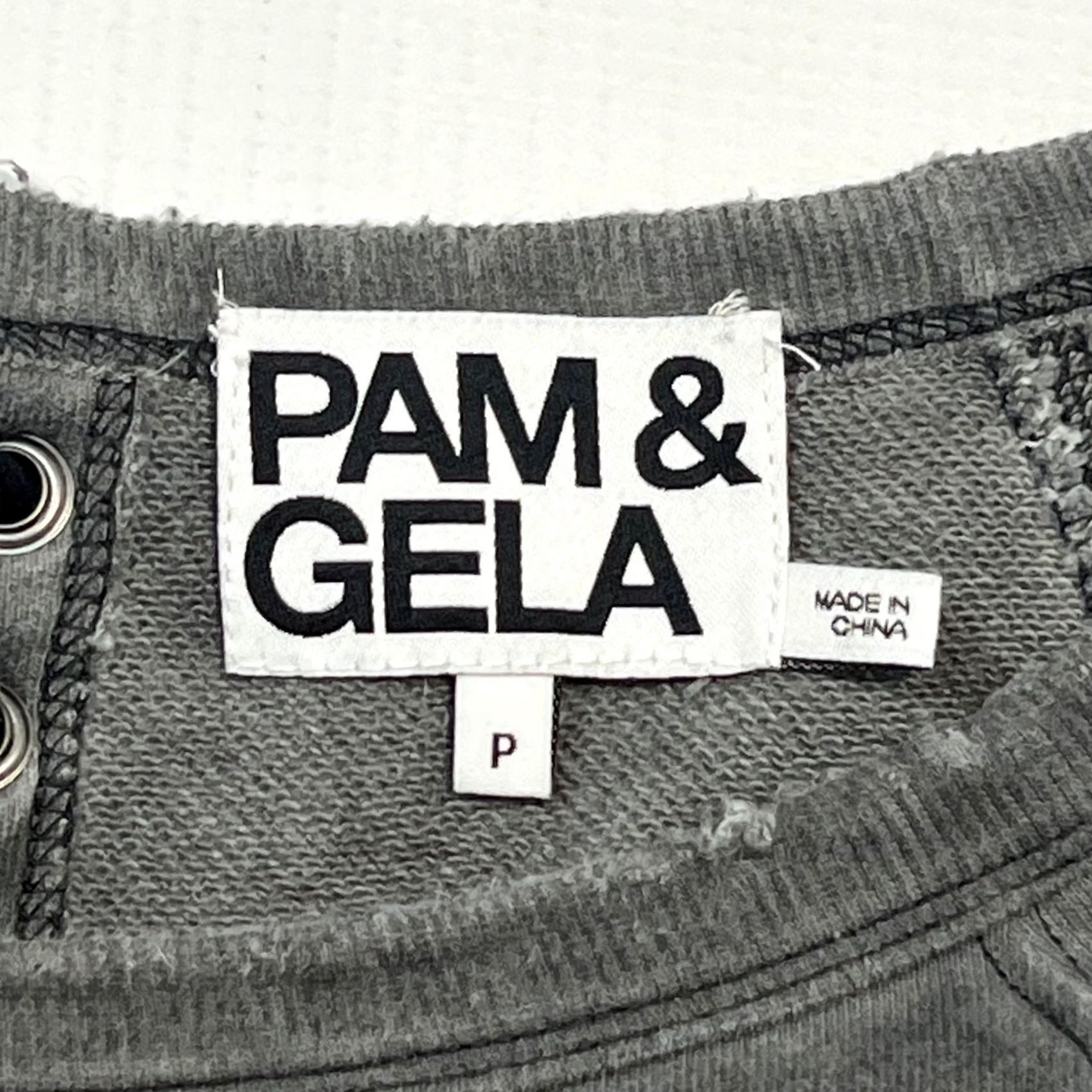 Vintage Pam & Gela Sweater Womens P Petite Gray Lace Up Back Pullover Long Sleeve Cotton Top Size S / US 4 / IT 40 - 4 Thumbnail