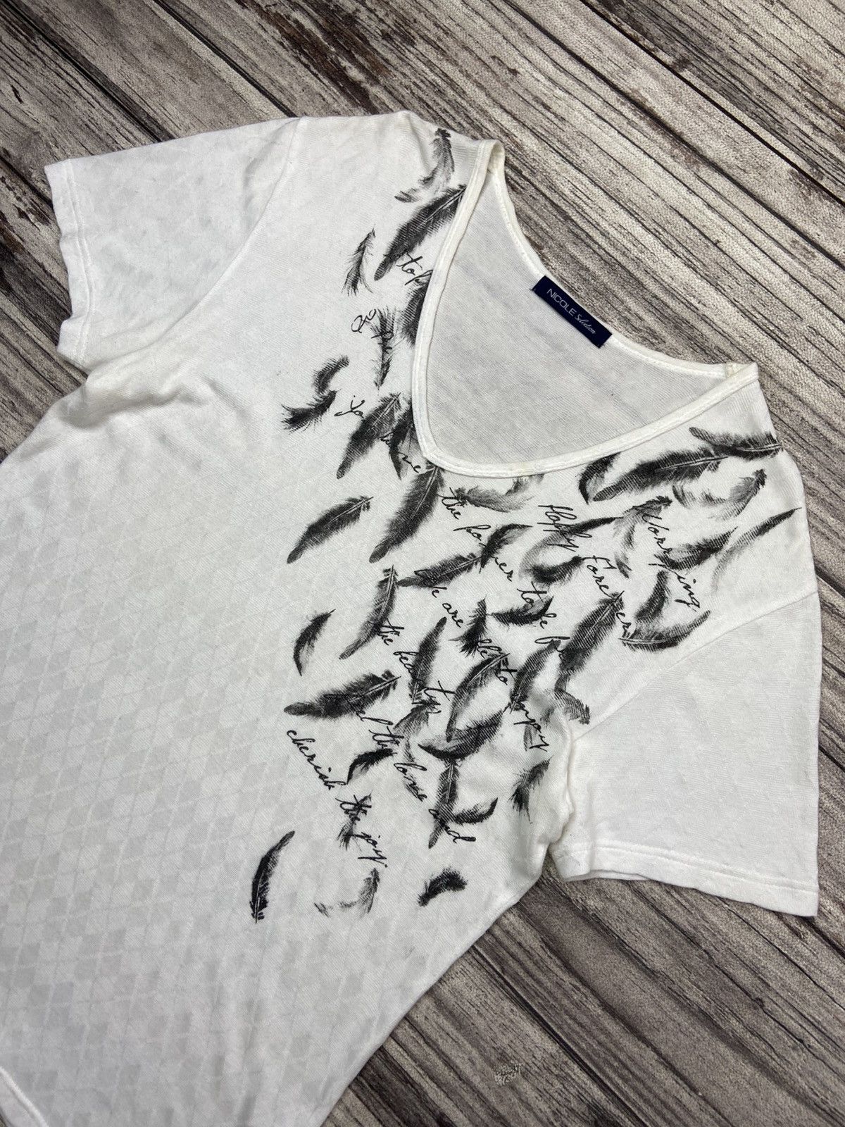If Six Was Nine × Japanese Brand × Nicole Club Y2K Nicole NCFM Japan Rocks Feather Poem Tee Size US M / EU 48-50 / 2 - 3 Thumbnail
