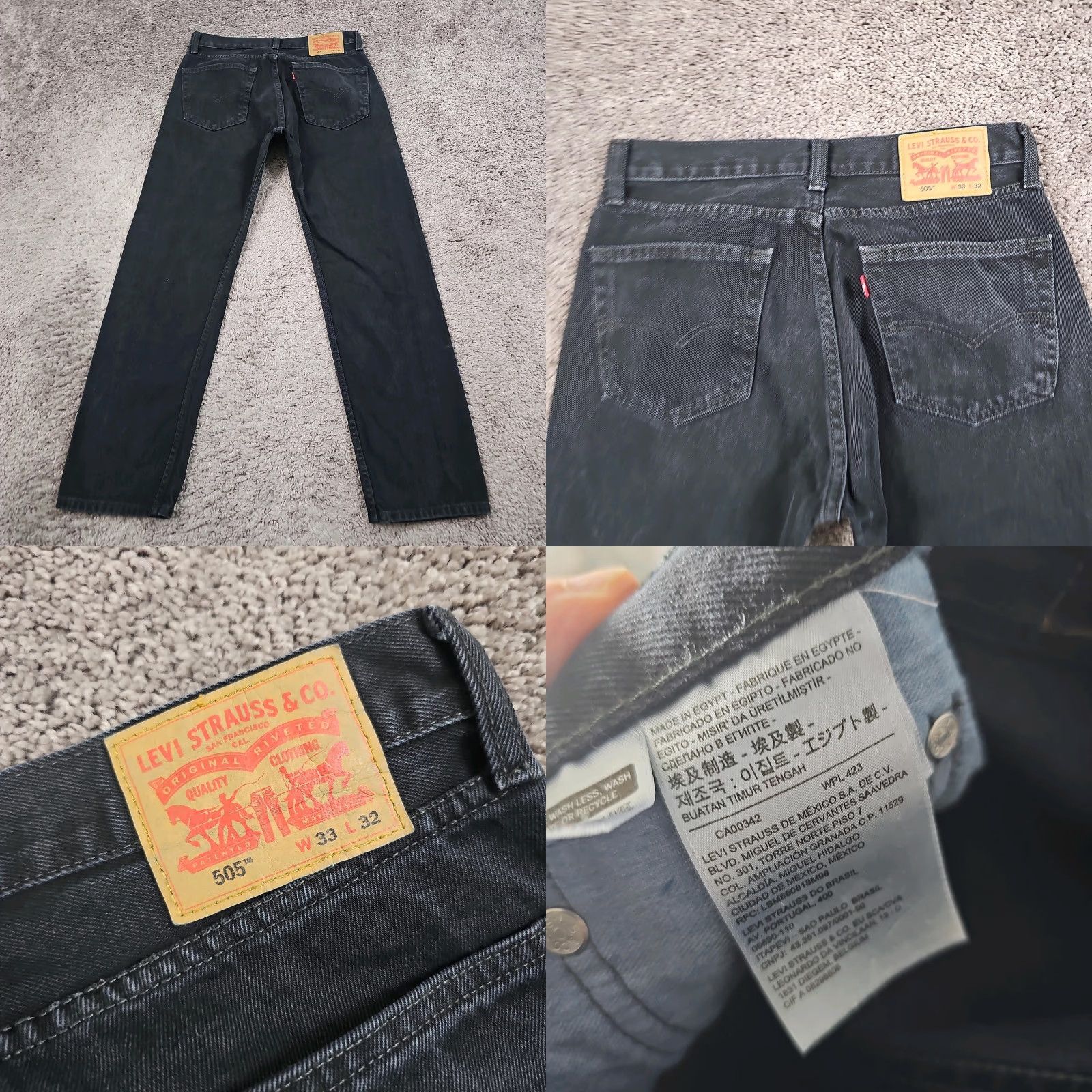 Levi's Levi's 505 Jeans Mens Regular Straight Denim Cotton 100% Black 30x31 33 Regular Fit Inseam 32 - Levi's 500 Series Size US 33 - 8 Thumbnail