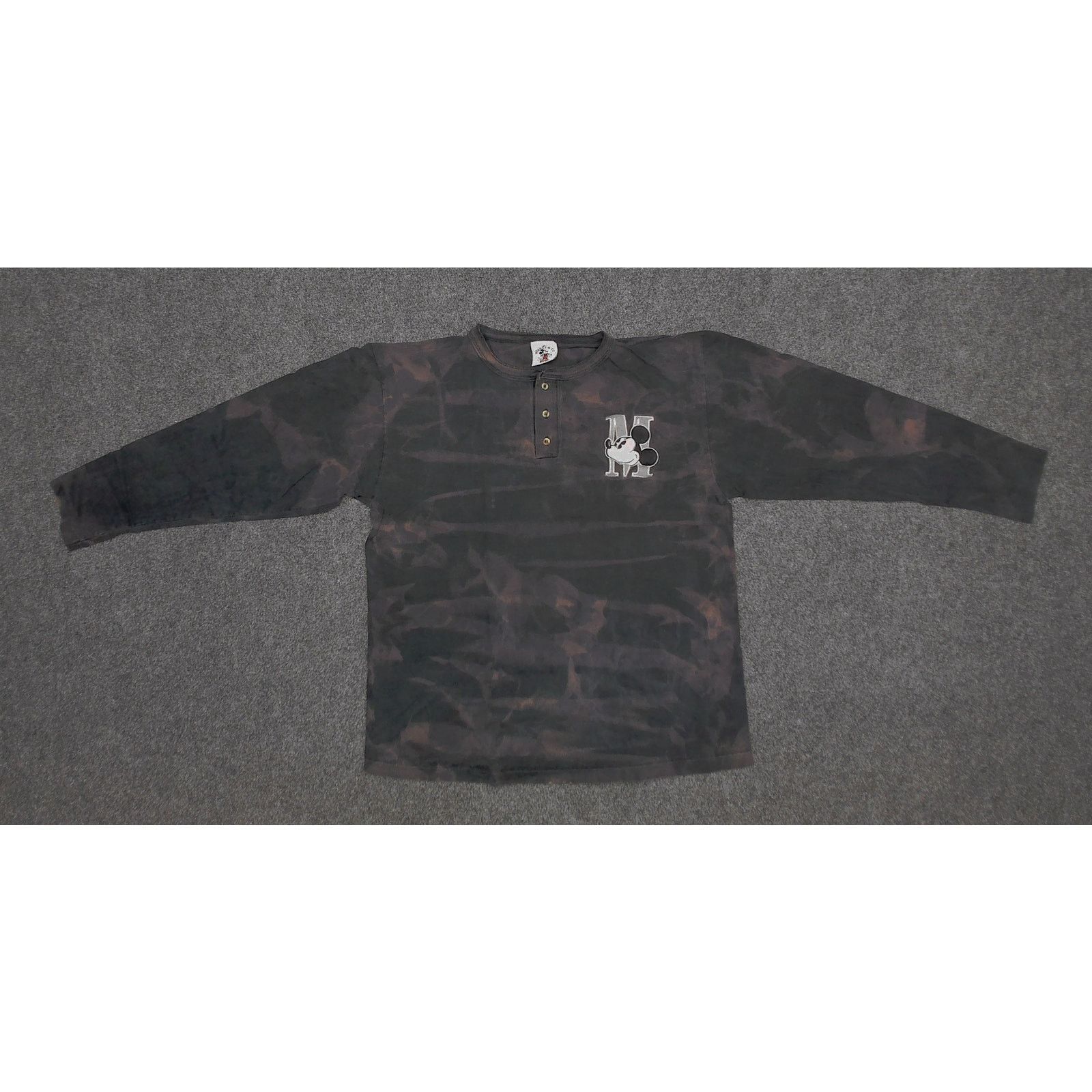 Mickey & Co. Vintage 90s Mickey Bleach Fade Single Stitch Henley L Size US L / EU 52-54 / 3 - 6 Thumbnail