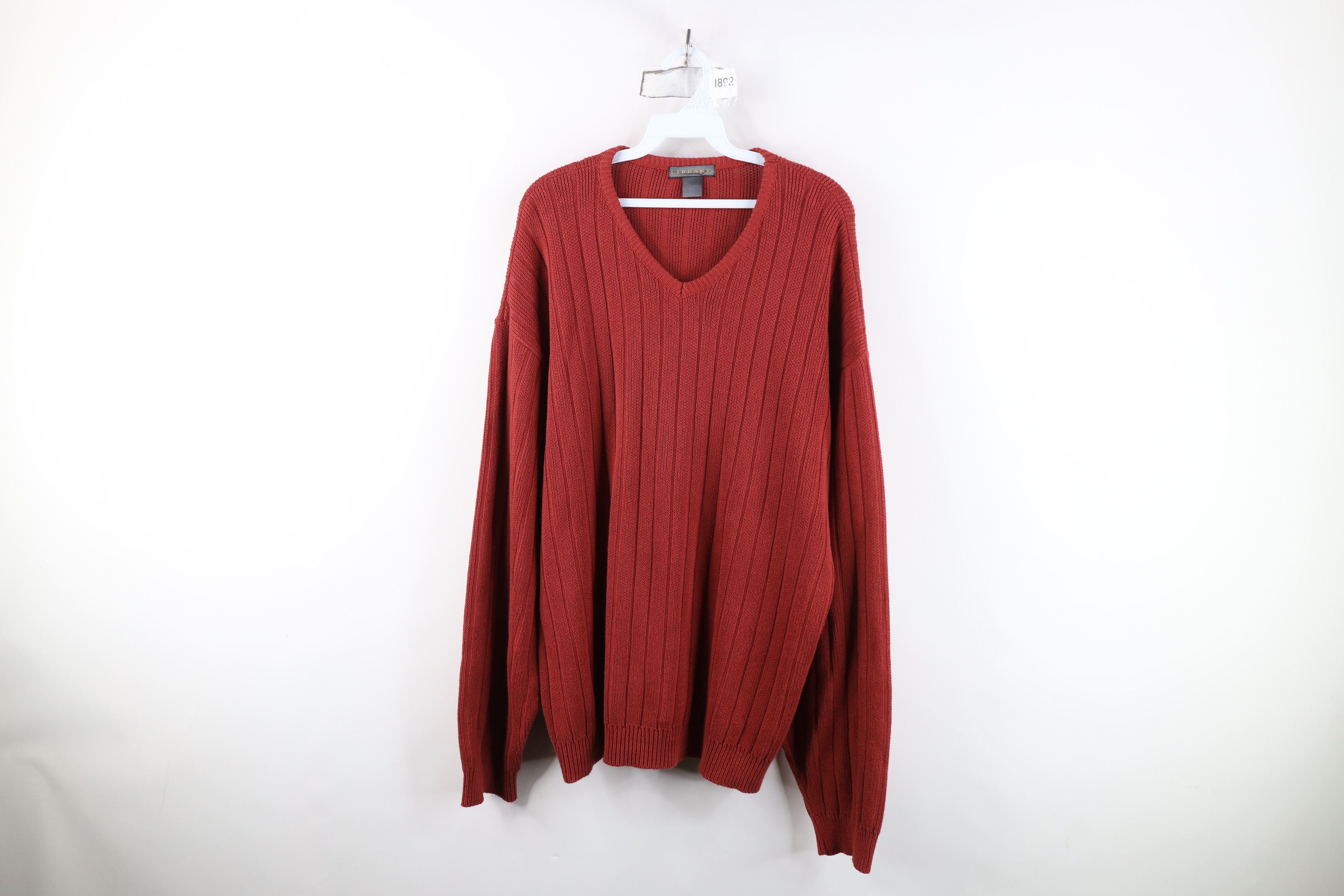 Vintage Vintage 90s Streetwear Blank Cotton Ribbed Knit Sweater USA Size US L / EU 52-54 / 3 - 1 Thumbnail