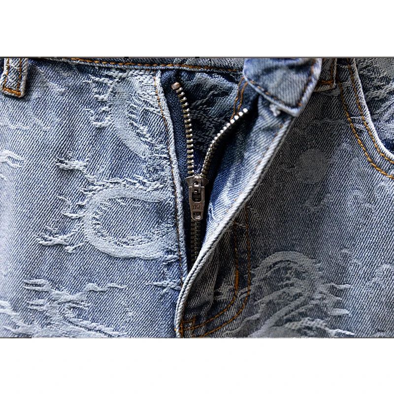 Japanese Brand Dragon pattern straight blue denim shorts Size US 34 / EU 50 - 3 Thumbnail
