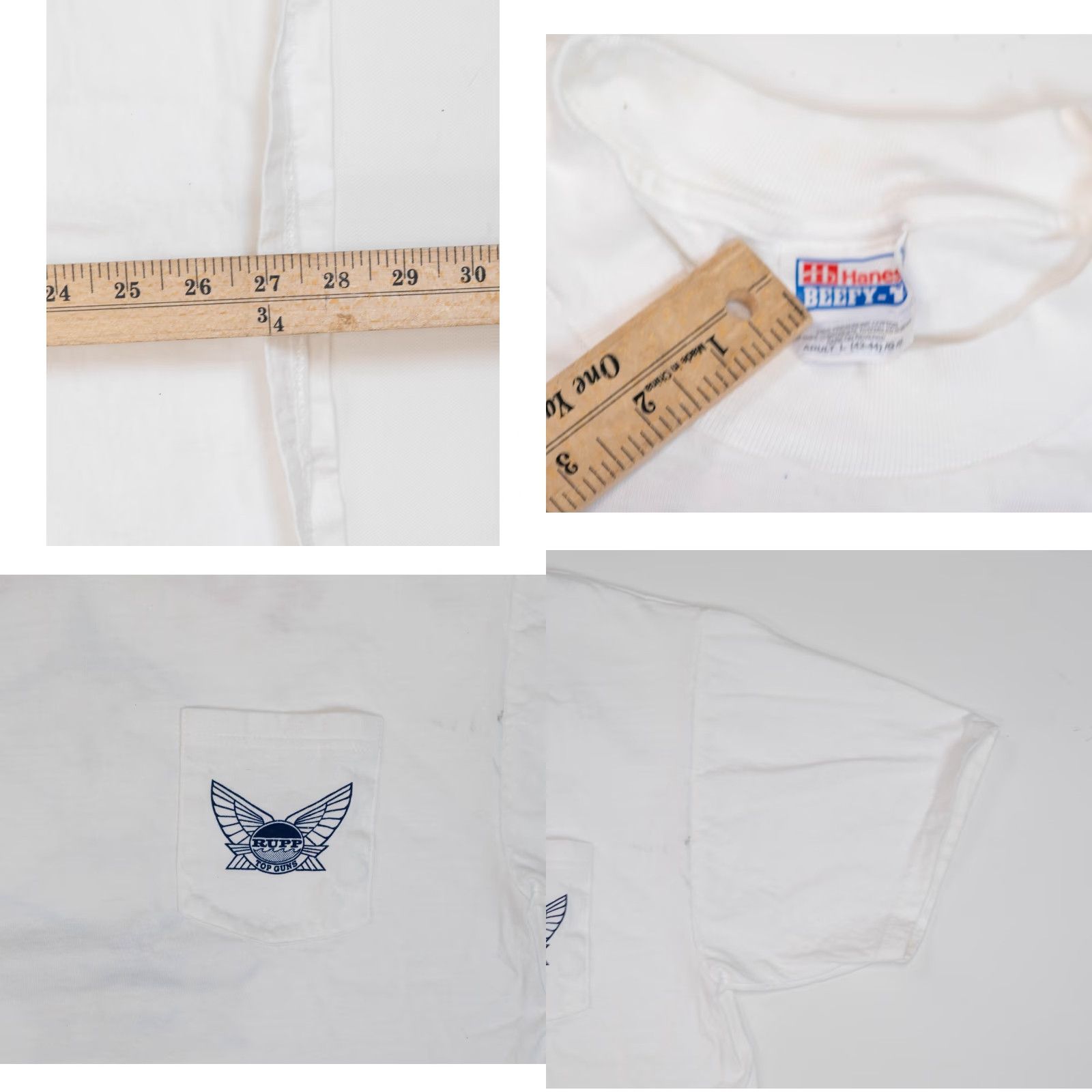 Hanes Hanes Rupp Top Guns T-Shirt Men L White Cotton Graphic Print Crew Neck Short Sleeve Logo 90s Fishing Outdoors Boat/Dad Style Size US L / EU 52-54 / 3 - 8 Thumbnail