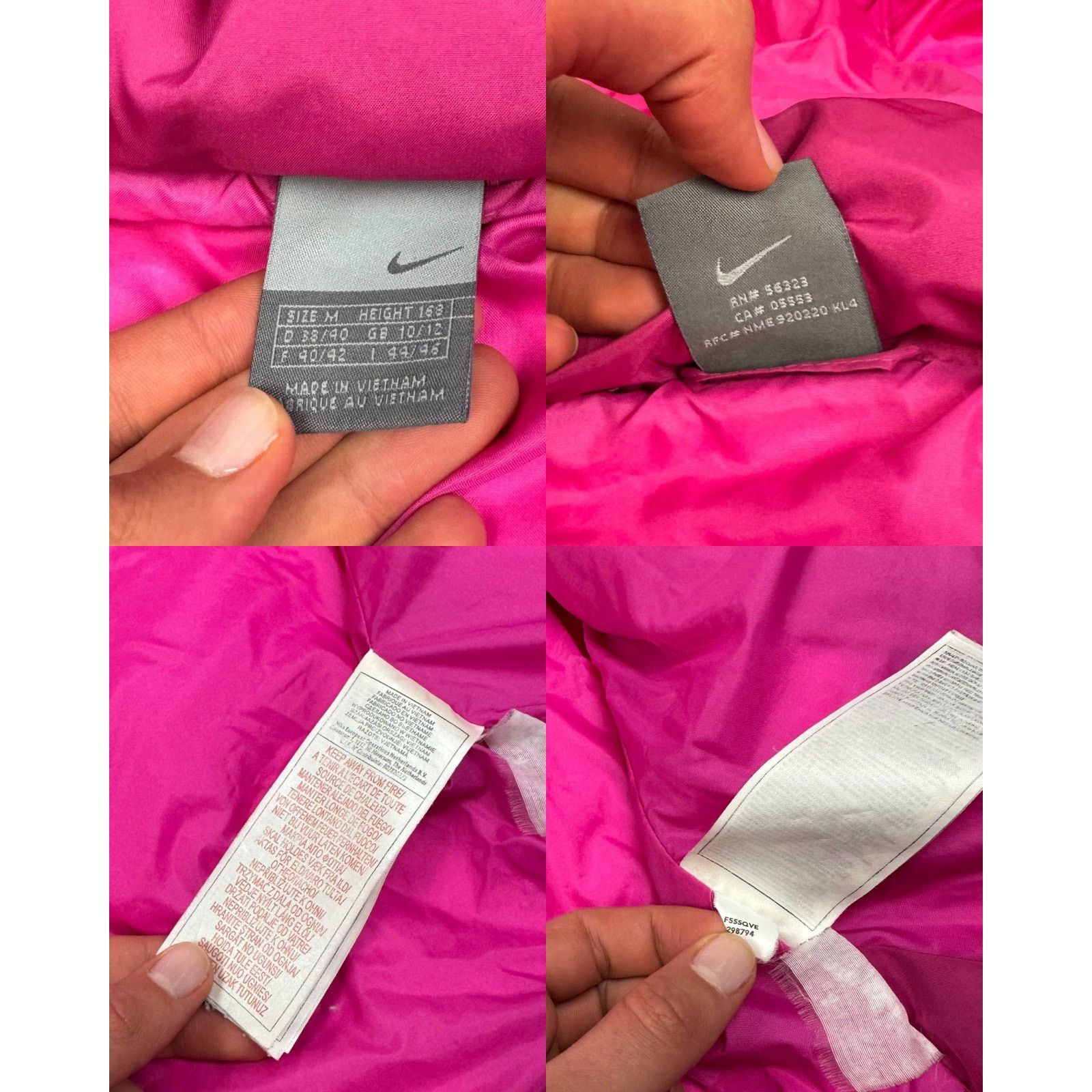 Nike Nike Women's Pink Hooded Outdoor Full Zip Puffer Vest Medium Size M / US 6-8 / IT 42-44 - 3 Thumbnail