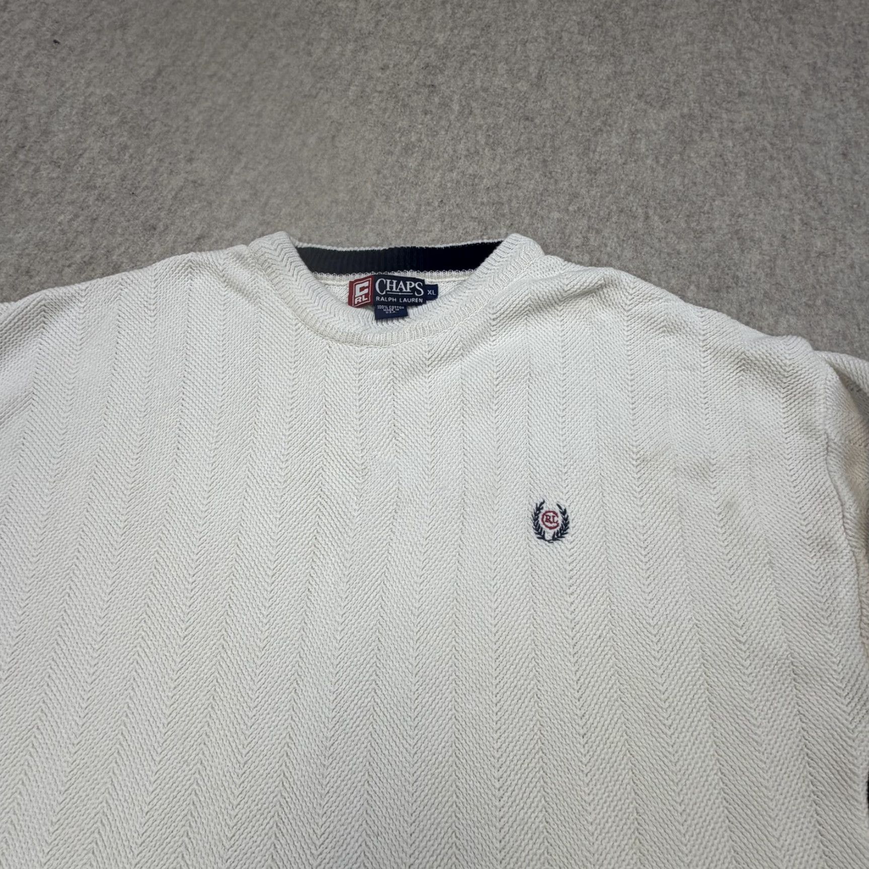 Chaps VINTAGE Chaps Ralph Lauren Sweater Mens XL White Cotton Knit Crest USA 90s Size US XL / EU 56 / 4 - 3 Thumbnail