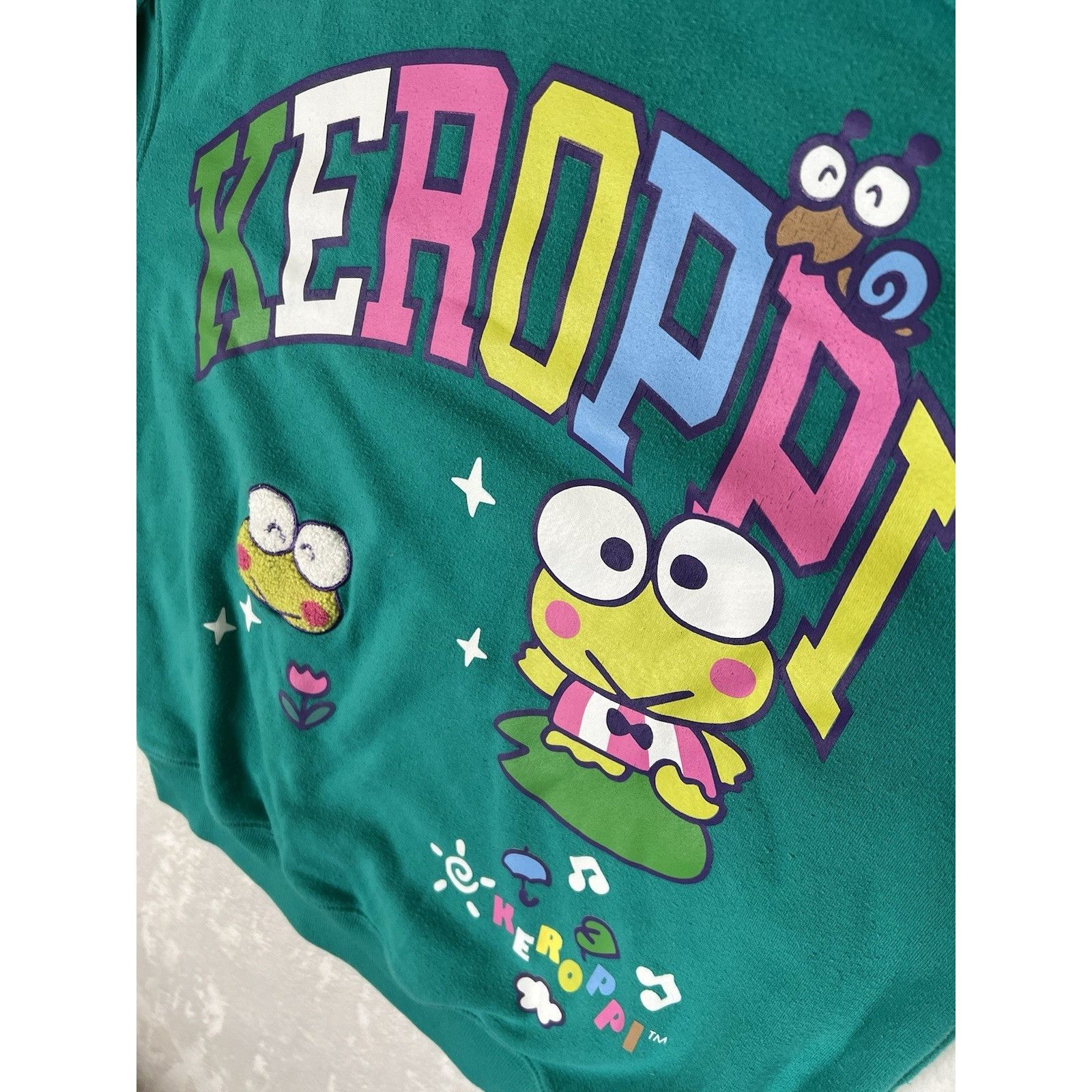 Other Sanrio Keroppi Pullover Sweatshirt Fuzzy Lined Green Hoodie Size M / US 6-8 / IT 42-44 - 3 Thumbnail