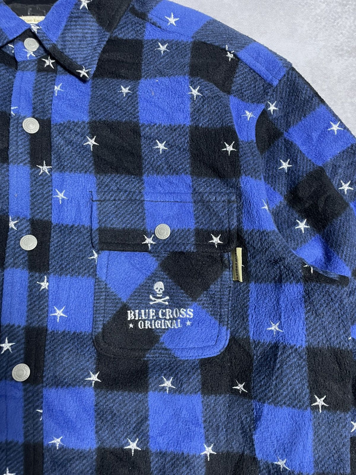 14th Addiction × If Six Was Nine × Tornado Mart 90’s Blue Cross Star Embroidered Flannel Shirt Size US M / EU 48-50 / 2 - 8 Thumbnail
