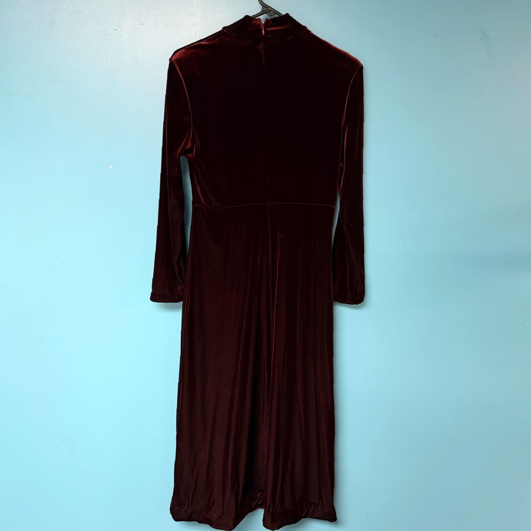 Velvet VINTAGE Jessica Holbrook Dress Long Sleeve Velvet Maxi 10 Burgundy Red Mock Neck Formal Party/Cocktail Womens Girls Mens Size L / US 10 / IT 46 - 6 Thumbnail