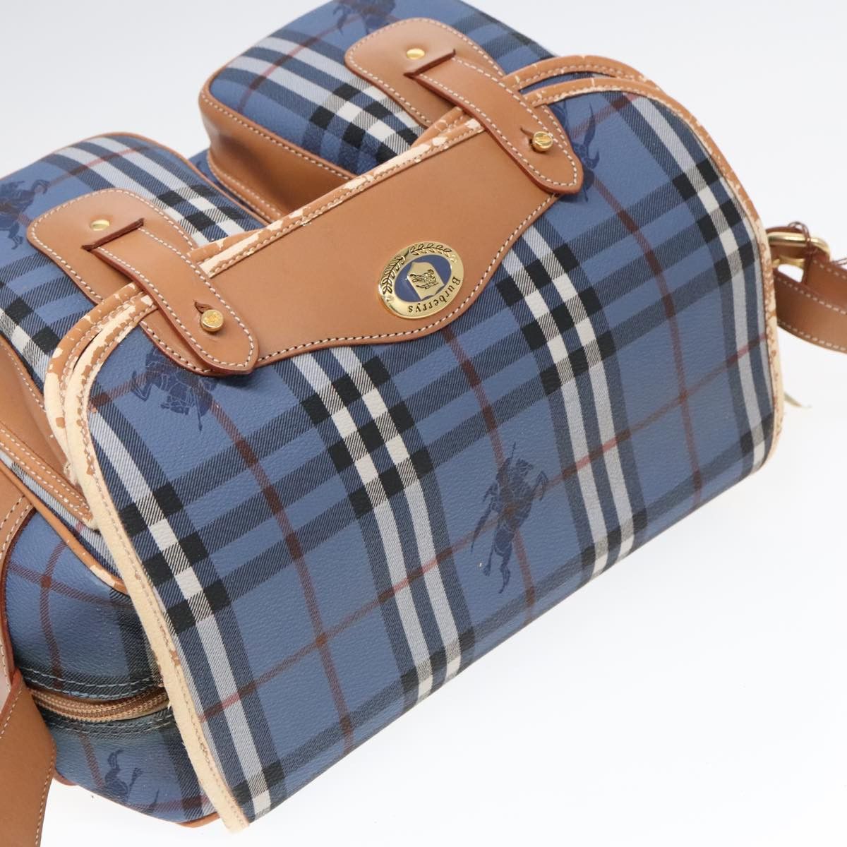 Burberry Burberry Nova Check Shoulder Bag Pvc Leather Blue Gold Size ONE SIZE - 6 Thumbnail