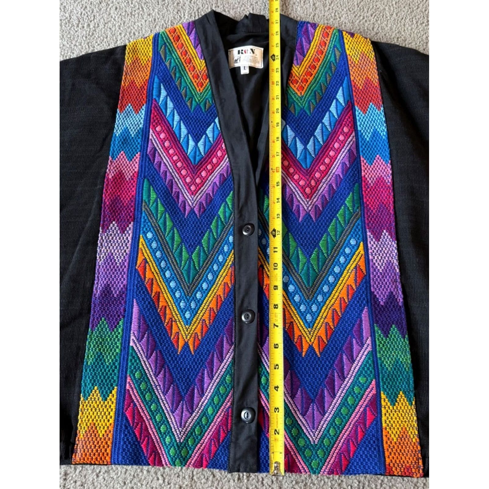 X-LARGE Ruth y Nohemi Embroidered Colorful Cotton Jacket L Guatemalan Handmade Button Front Womens Size L / US 10 / IT 46 - 4 Thumbnail