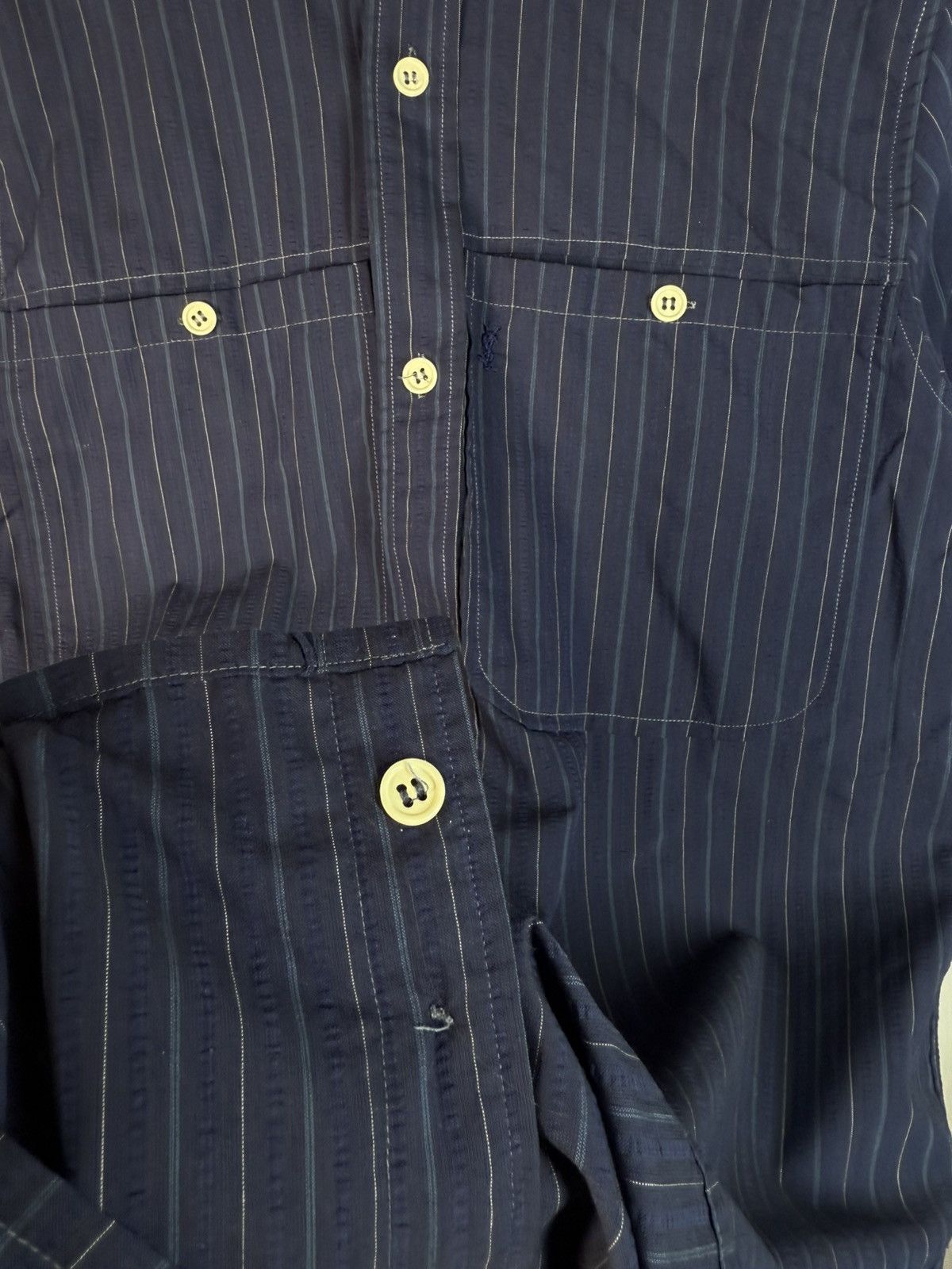 Yves Saint Laurent 90s YSL Shirt Button Up Short Sleeve Collar Logo Vintage y2k Size US S / EU 44-46 / 1 - 15 Thumbnail