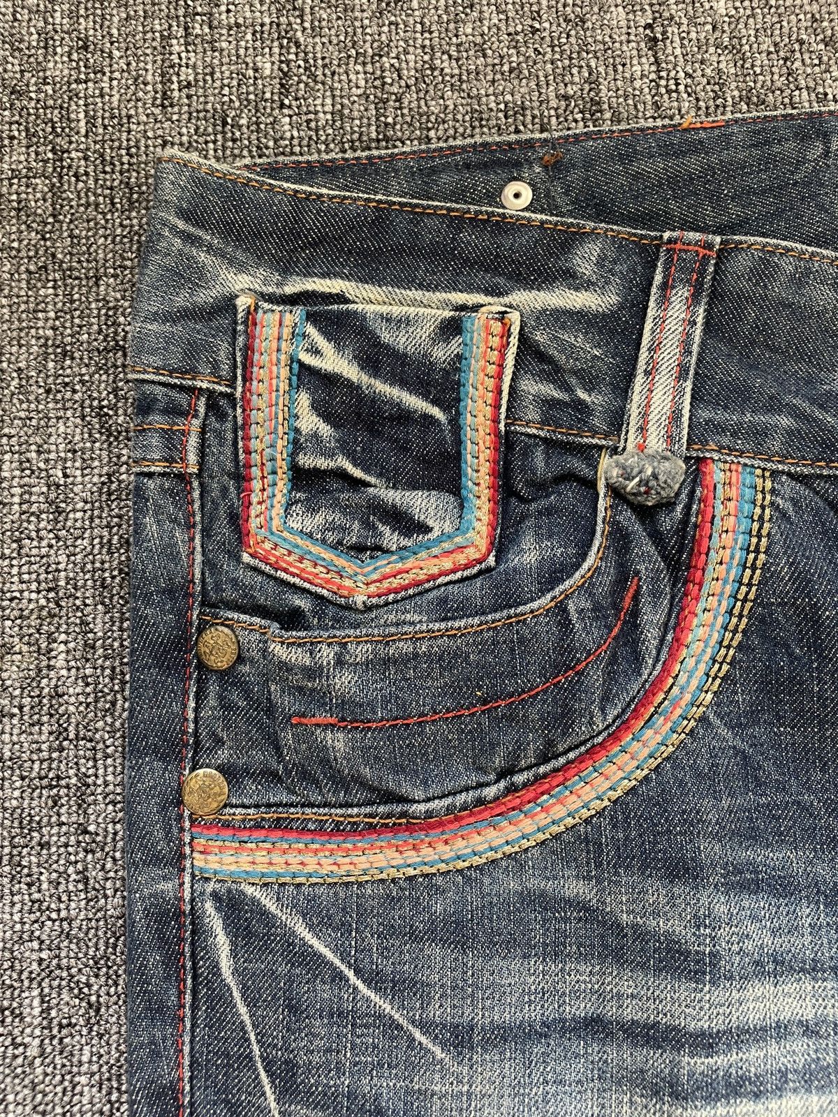 Japanese Brand Vintage Y2K Reobera Low Rise Boot Cut Distressed Flare Jeans Size 31" - 7 Thumbnail