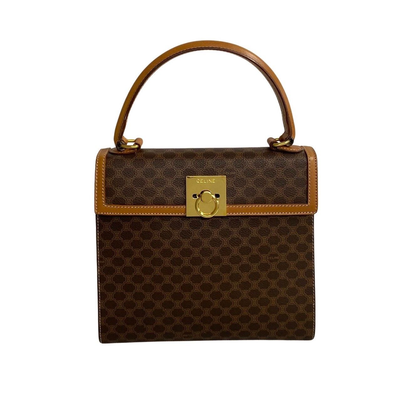 image of Celine Macadam Canvas Gancini Top Handle Bag in Brown, Women's