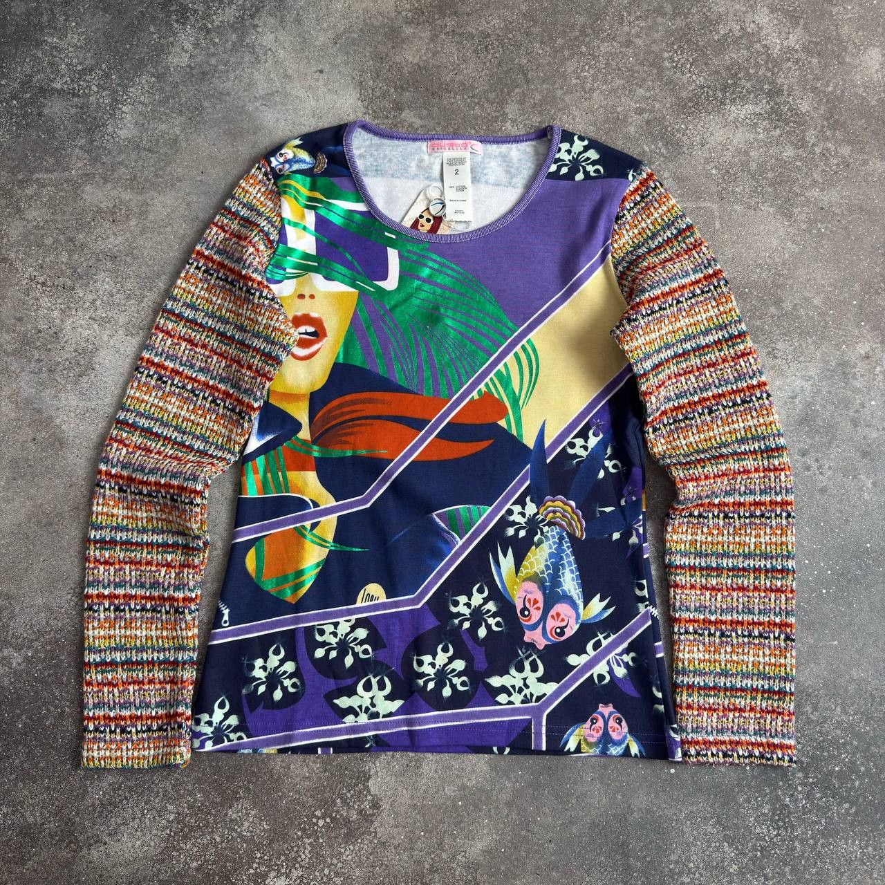 Custo Barcelona Custo Barcelona Y2K Vintage Lady Printed Long Sleeve Top Size M / US 6-8 / IT 42-44 - 1 Thumbnail