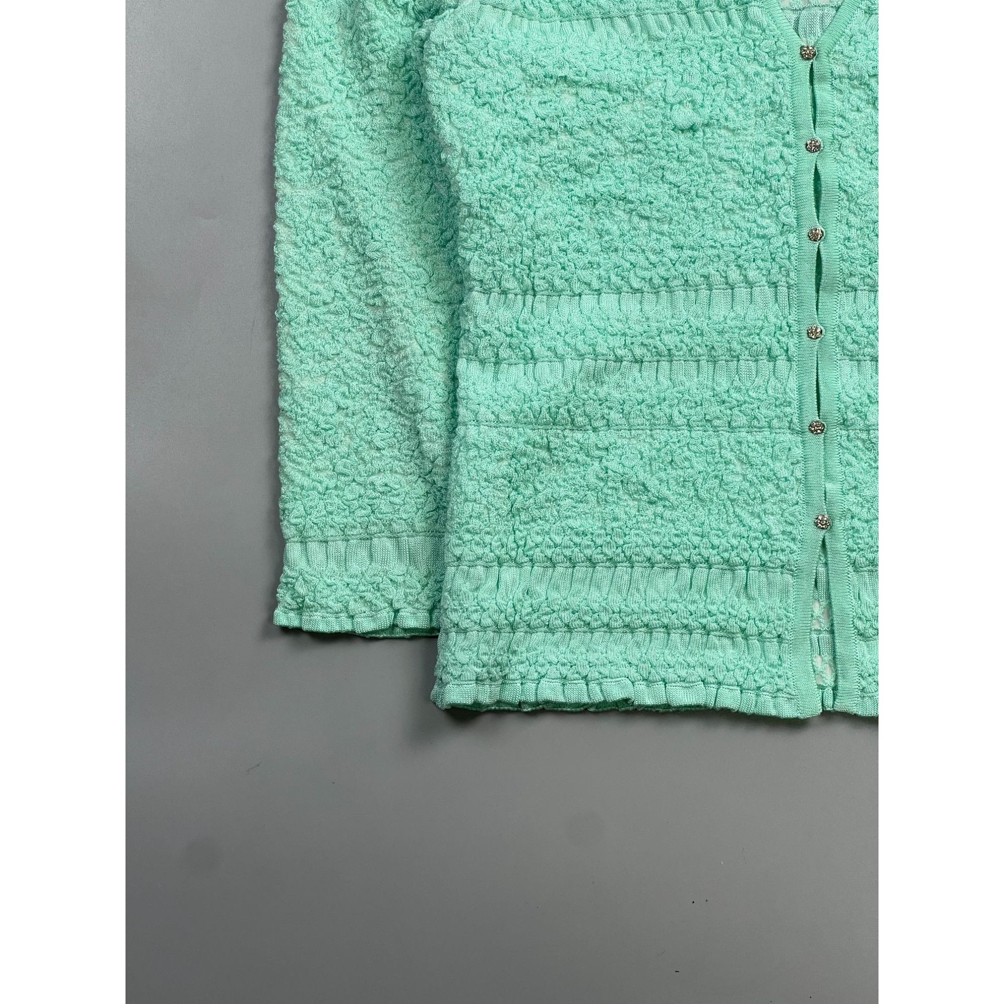 Escada Escada Teal Crochet Cardigan Size IT 36 (Y0806) Size XS / US 0-2 / IT 36-38 - 3 Thumbnail