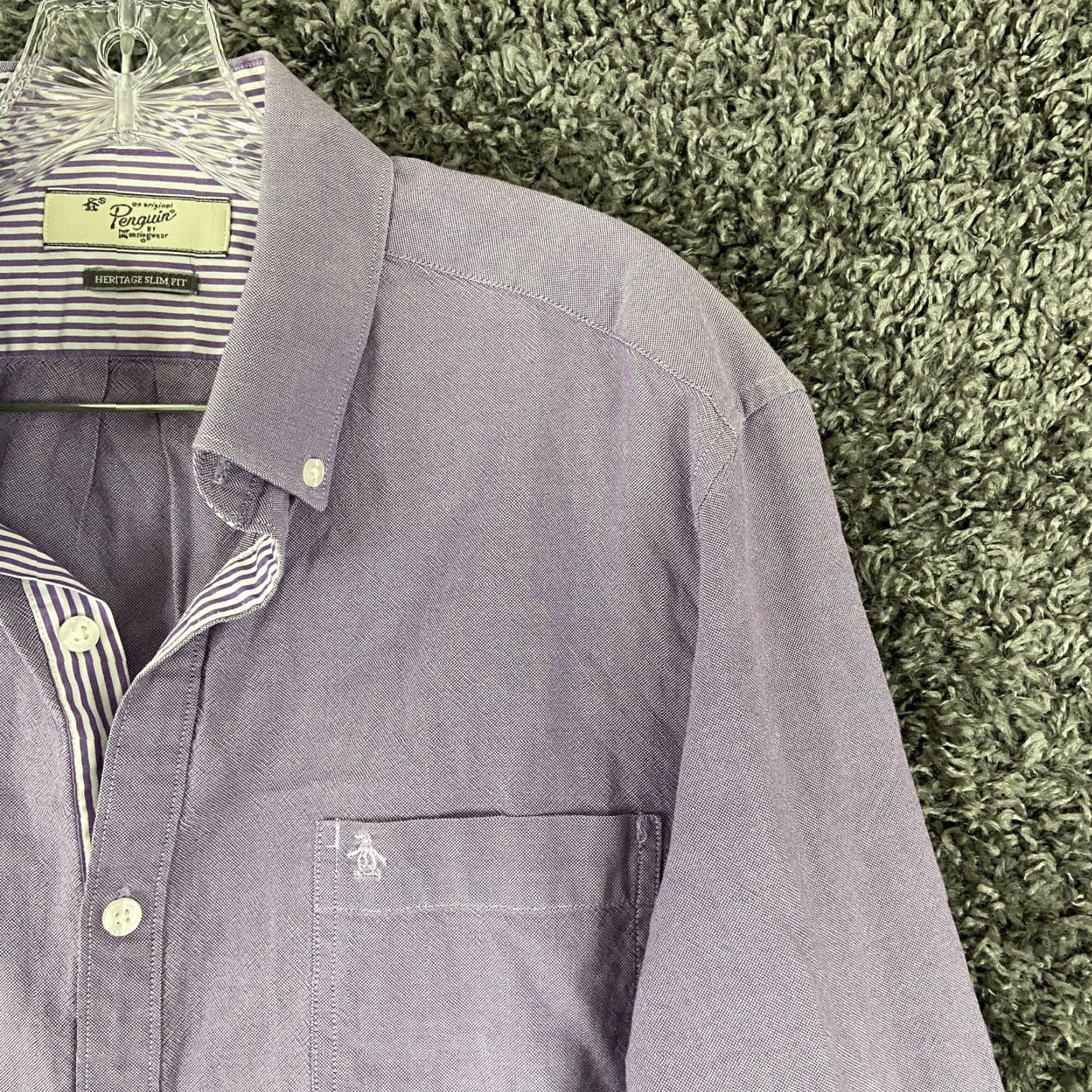 Original Penguin VINTAGE Original Penguin Men's Dress Shirt 16.5 Purple Long Sleeve Button Up Size 42R - 4 Thumbnail