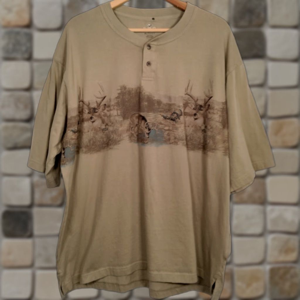 Vintage VINTAGE Redhead Henley Shirt Men XL Buck Deer Turkey Hunting Hunt Tan Animals Cabincore Size US XL / EU 56 / 4 - 1 Thumbnail