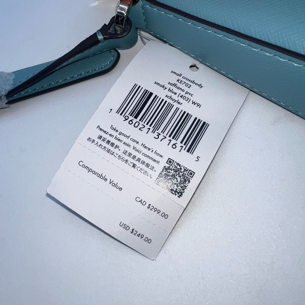 Kate Spade Kate Spade Small Saffiano PVC Crossbody in Smokey Blue Size ONE SIZE - 6 Thumbnail