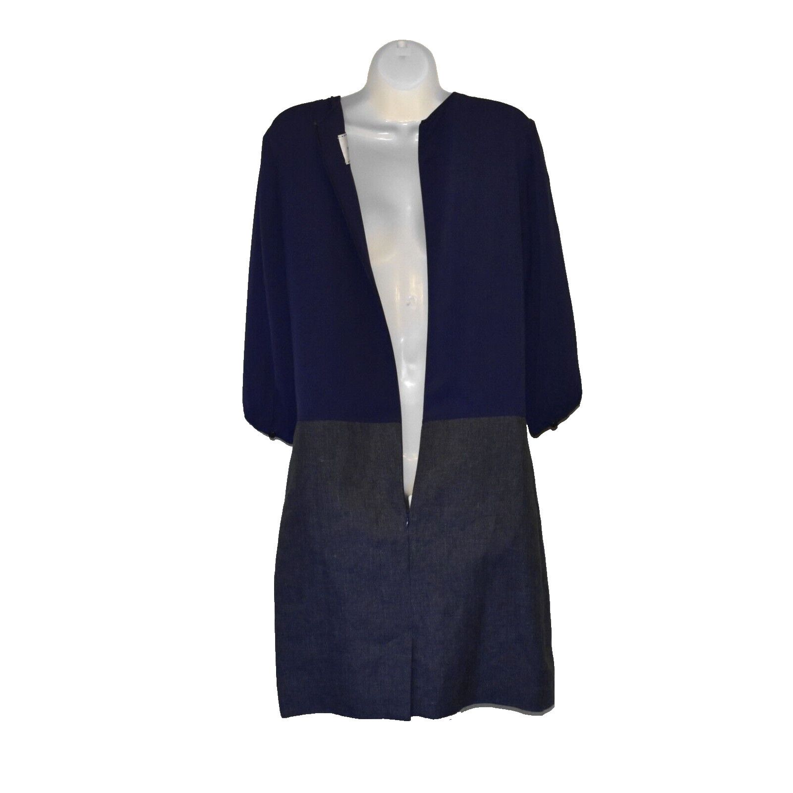 Longchamp NEW LONGCHAMP Blue Silk Top Sleeves Linen Skirt Dress Sz 38 Size XS / US 0-2 / IT 36-38 - 4 Thumbnail