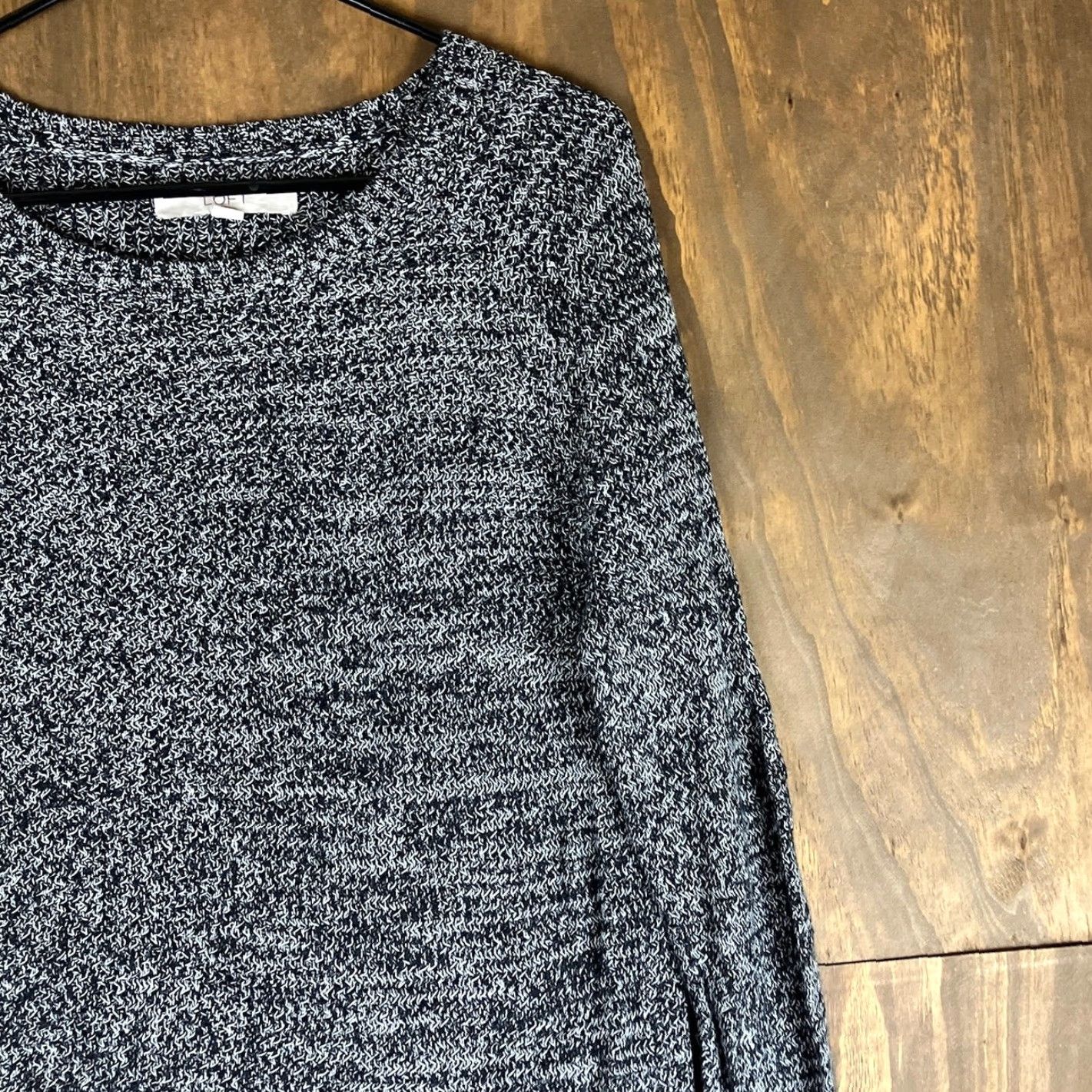Loft LOFT Womens Sweater Black White Knit Crew Neck Flared Sleeve 100% Cotton M Sweater Size M / US 6-8 / IT 42-44 - 5 Thumbnail