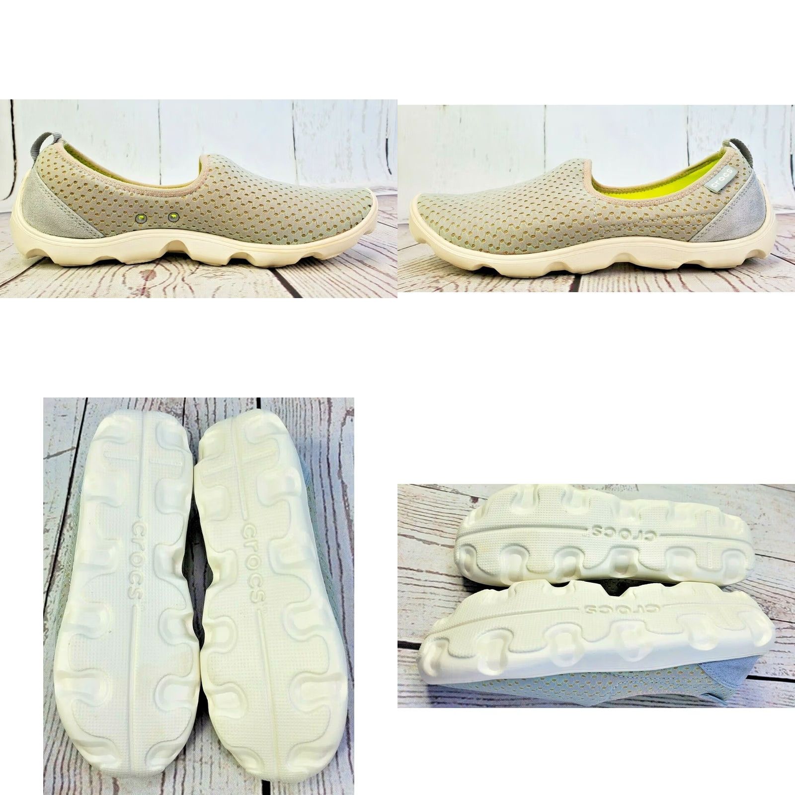 Crocs Crocs Slip-On Flats Women’s 6 Gray Canvas Duet Busy Day Skimmer Casual Comfort Flat Shoes Size US 6 / IT 36 - 8 Thumbnail