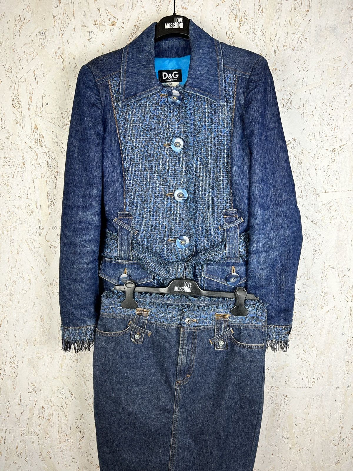 Dolce & Gabbana Vintage Dolce & Gabbana Denim Tweed Coat & Skirt Set M 30/44 Size M / US 6-8 / IT 42-44 - 1 Thumbnail