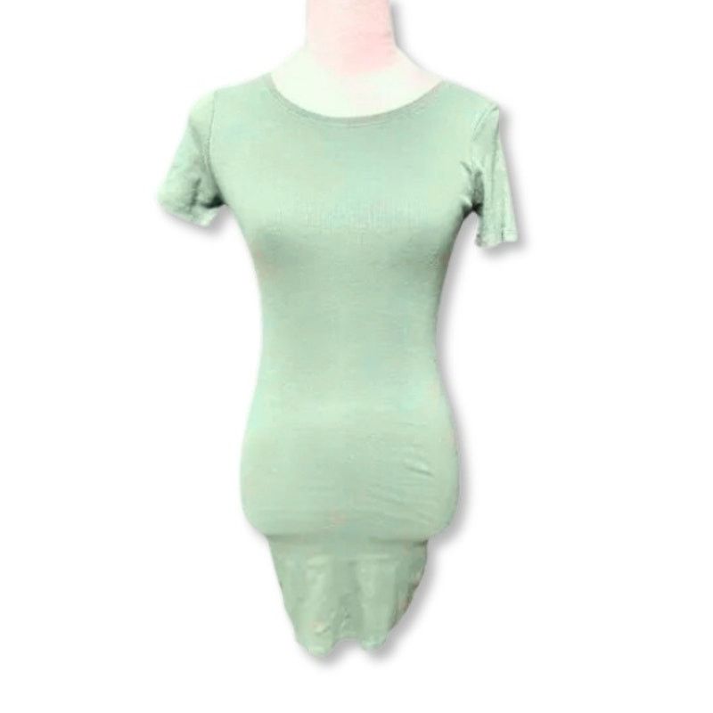 Other Open Edit Sage Green Bodycon Mini Dress Ribbed XXS NWOT Size XXS / US 00 / IT 34 - 2 Thumbnail