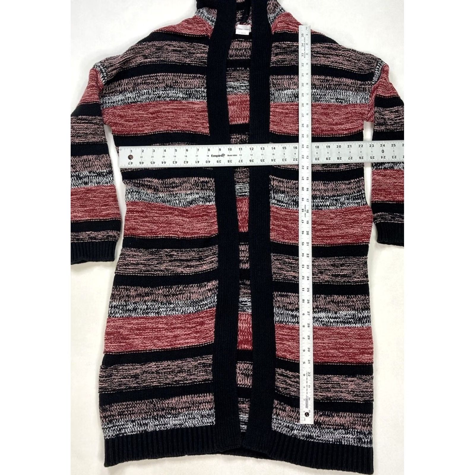 Vintage VINTAGE Lovers & Friends Hooded Open Knit Cardigan Sweater Women XS Black Red Size XS / US 0-2 / IT 36-38 - 7 Thumbnail