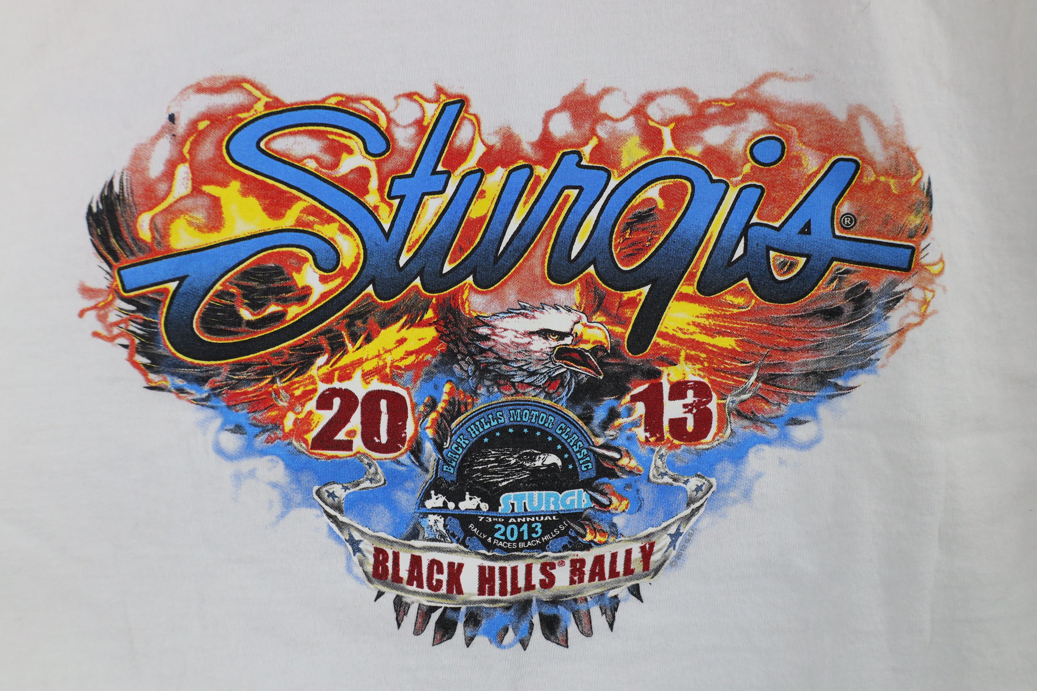 Vintage Vintage Y2K 2013 Black Hills Rally Eagle Fire Flames T-Shirt Size US L / EU 52-54 / 3 - 4 Thumbnail