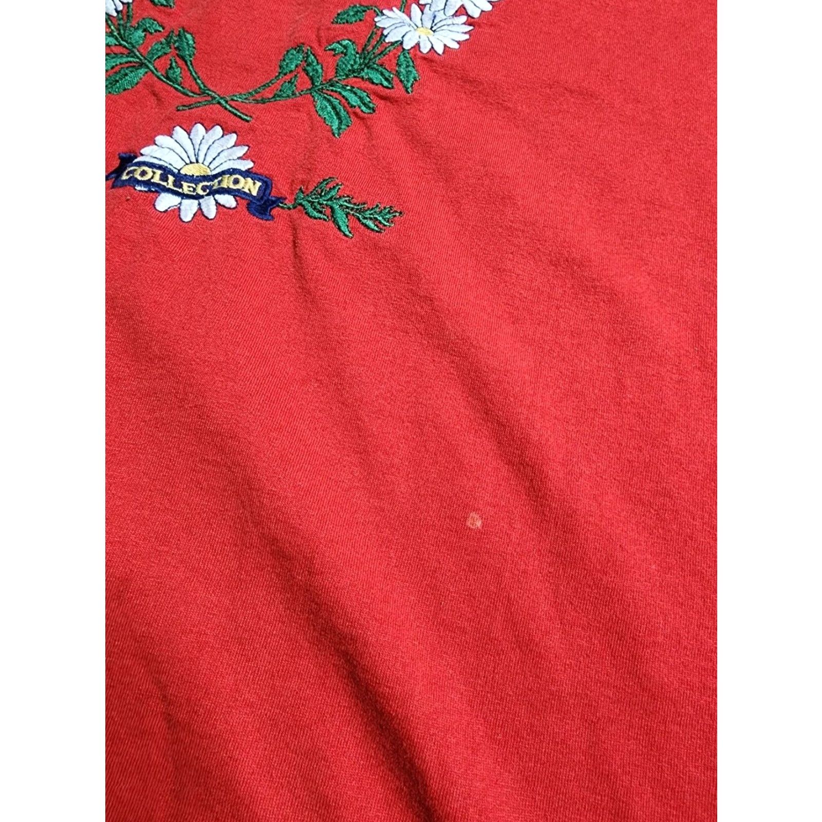 Jerzees VINTAGE Jerzees T-Shirt Mens XL Embroidered Daisy Collection Flower Nature Red 90s-1990s Shirt Size US XL / EU 56 / 4 - 4 Thumbnail