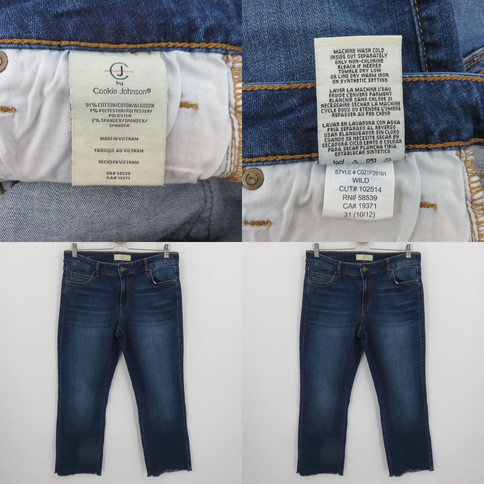 Vintage Cookie Johnson Women Jeans 31 Blue Denim 5-Pocket Straight Mid Rise Cotton Blend Vintage? No. Size 24" / US 00 / IT 34 - 8 Thumbnail