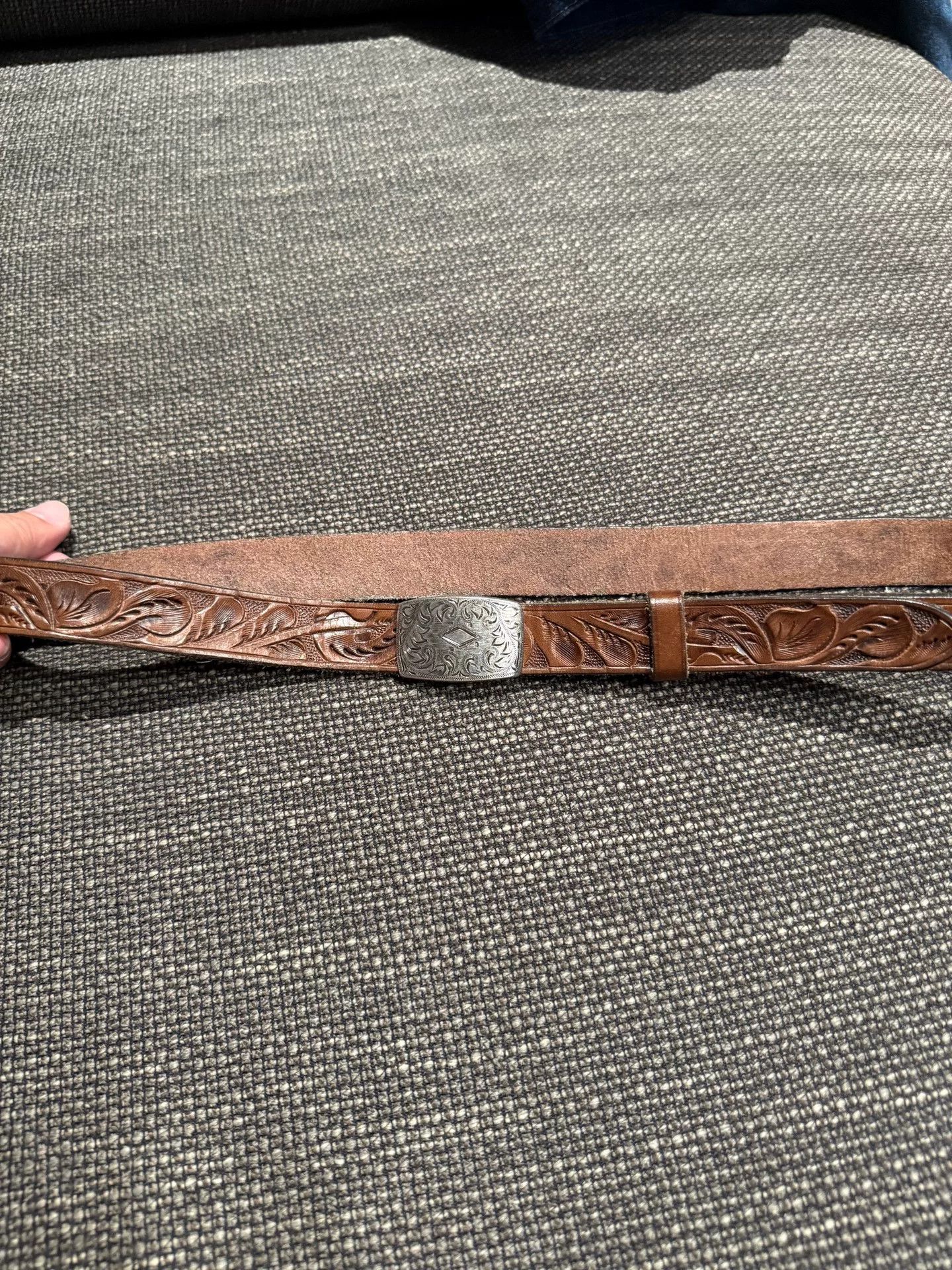 RRL Men's Leather Floral Belt 32 Size