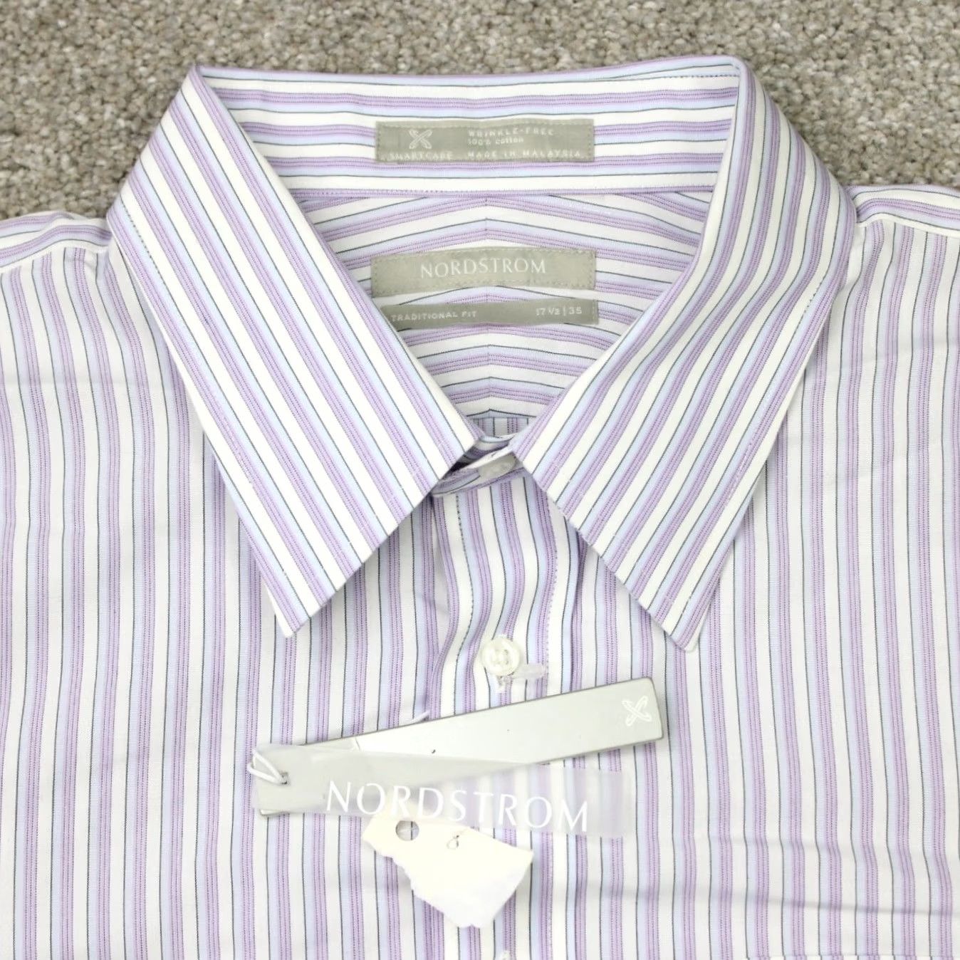 Nordstrom Nordstrom Dress Shirt Mens 17 1/2 35 Purple Classic Check Cotton Wrinkle Free Business Size US XXL / EU 58 / 5 - 4 Thumbnail