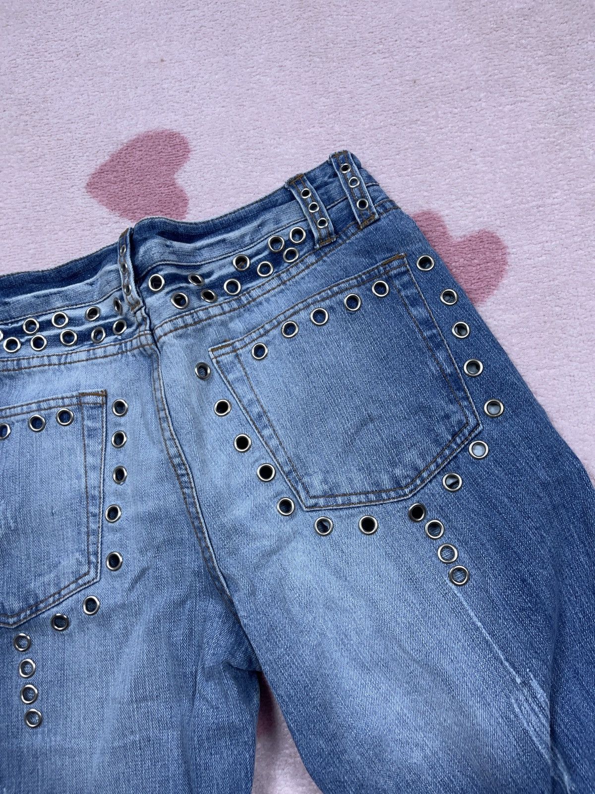 Japanese Brand × Vintage ➕ y2k vintage studded avant garde straight Japanese jeans Size US 31 - 3 Thumbnail