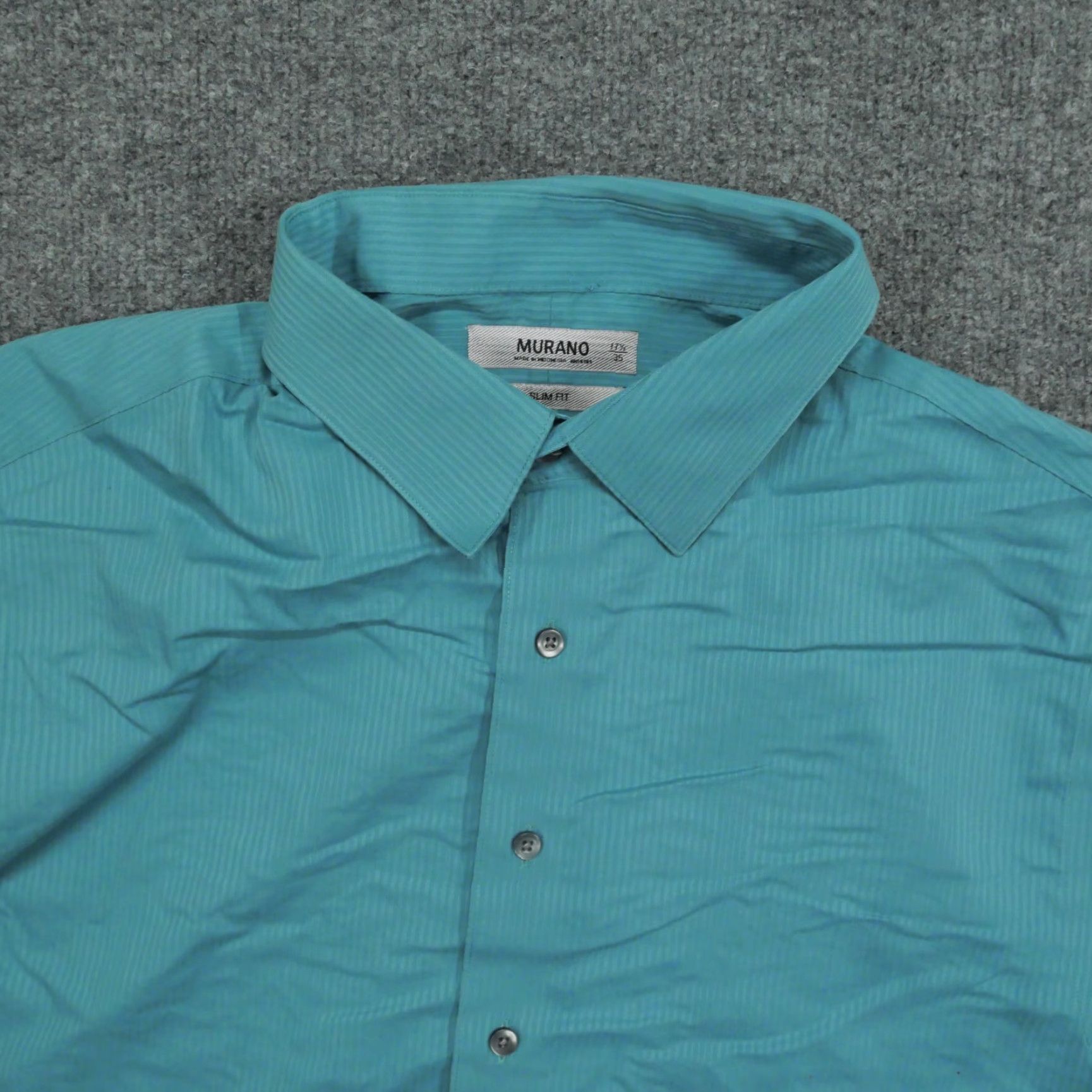 Murano Murano Shirt Mens 17.5 35 Blue Teal Button Up Slim Fit Dress Long Sleeve Size 48R - 2 Thumbnail
