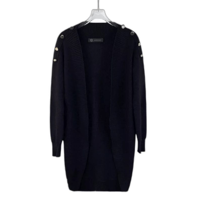 Versace Versace Black Long Sleeve Cardigan with Buttons Size S / US 4 / IT 40 - 1 Thumbnail