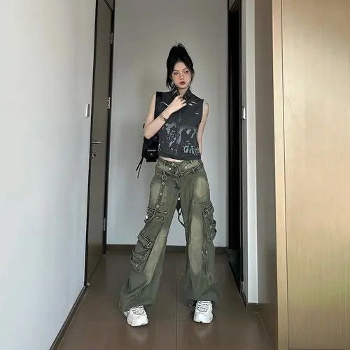 Jean Loose Retro Washed Cargo Jeans Size 30" / US 8 / IT 44 - 2 Thumbnail