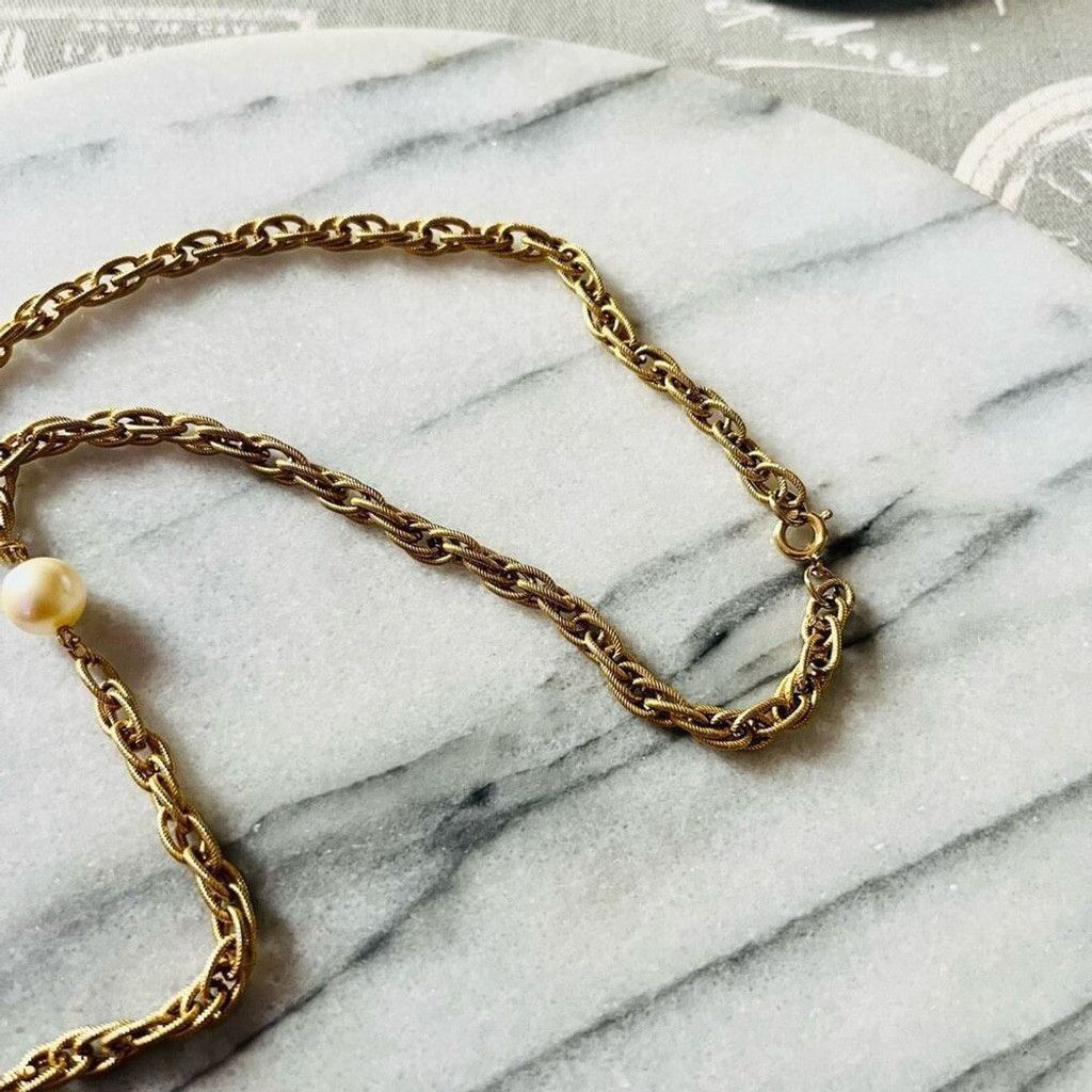 Vintage Vintage Tassel Chain Necklace Faux Pearl Beads Gold Size ONE SIZE - 3 Thumbnail
