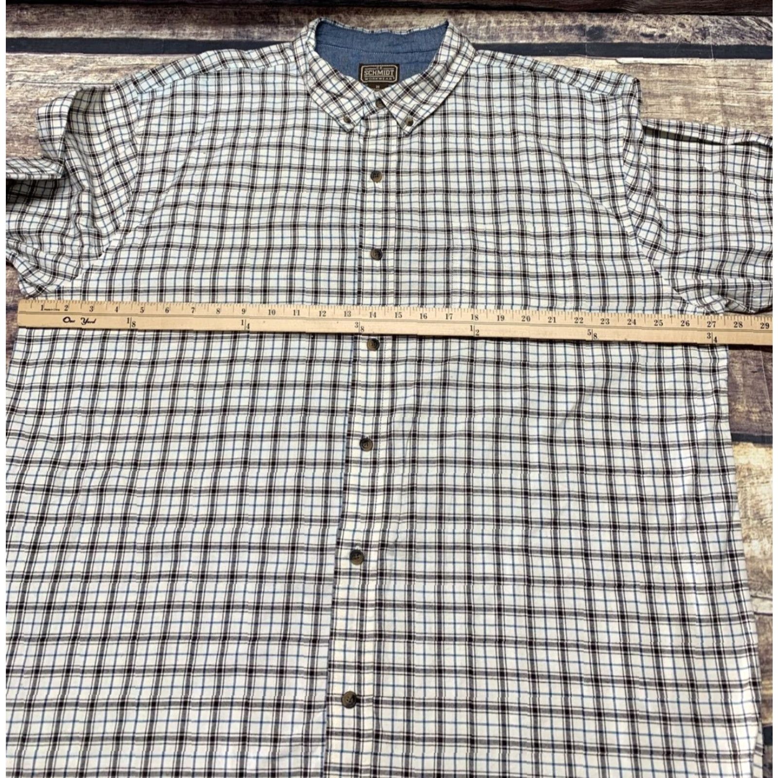 Vintage CE Schmidt Long Sleeve Shirt Mens Size 2XL Plaid White Blue Brown Button Down Size US XXL / EU 58 / 5 - 4 Thumbnail