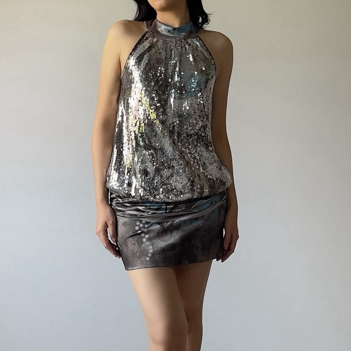 Other Frederick’s of Hollywood 90s Sequin Halter Mini Dress (M–L) Size L / US 10 / IT 46 - 3 Thumbnail