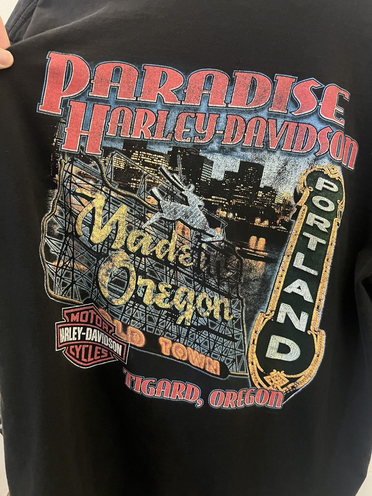 Harley Davidson × Vintage Sun faded / thrashed Harley Davidson Oregon Size US XL / EU 56 / 4 - 3 Thumbnail