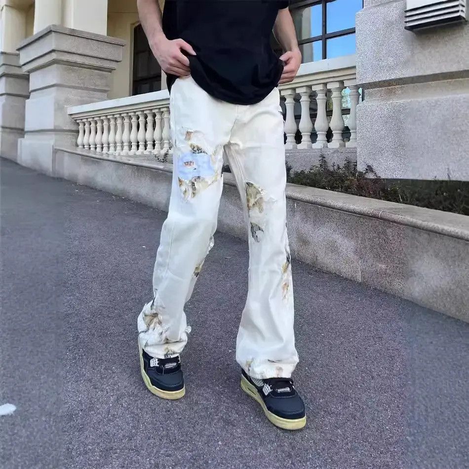 Japanese Brand Retro loose lace embroidered jeans Size US 32 / EU 48 - 3 Thumbnail