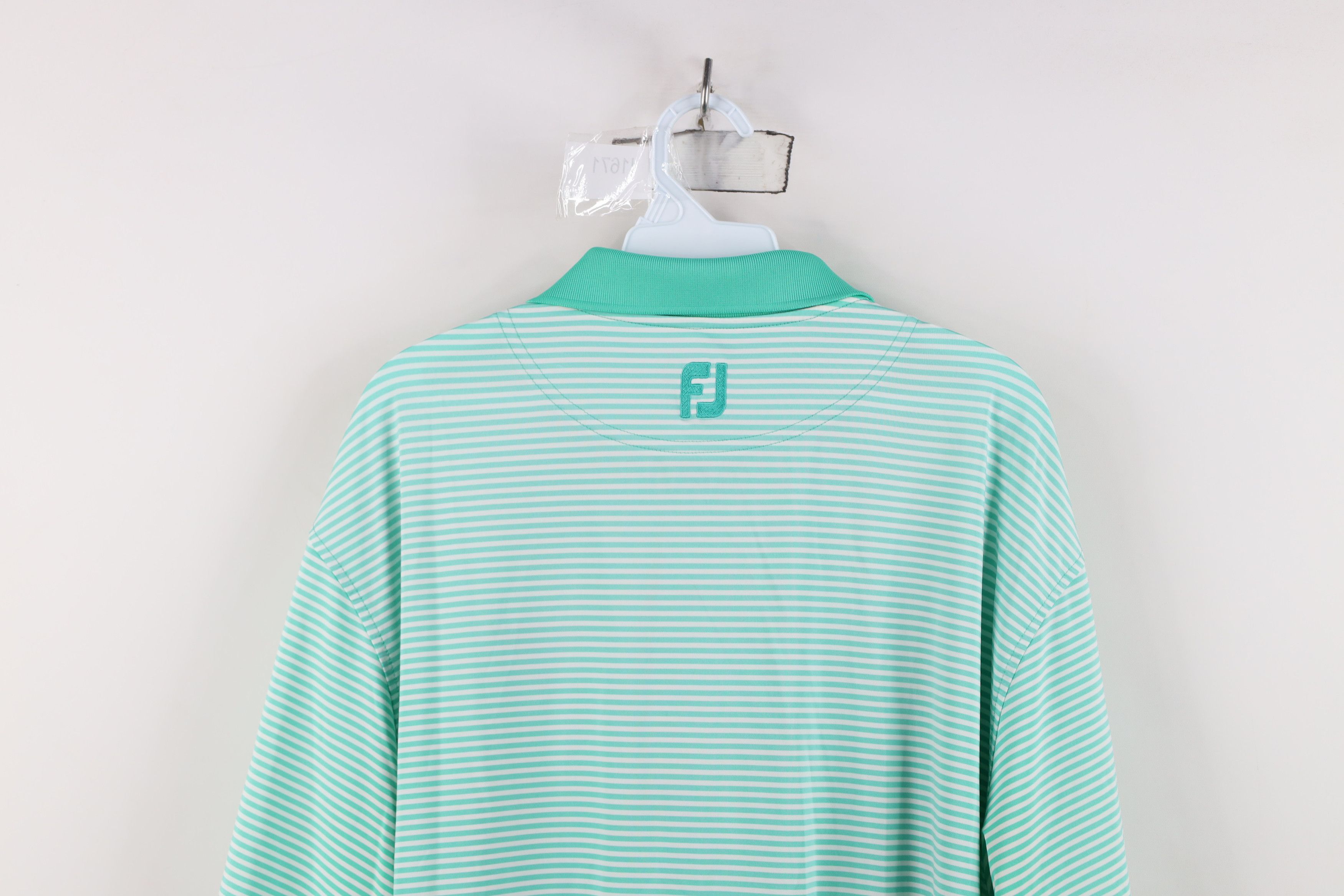 Footjoy FootJoy Logo Stretch Striped Collared Golf Polo Shirt Green Size US XL / EU 56 / 4 - 12 Thumbnail