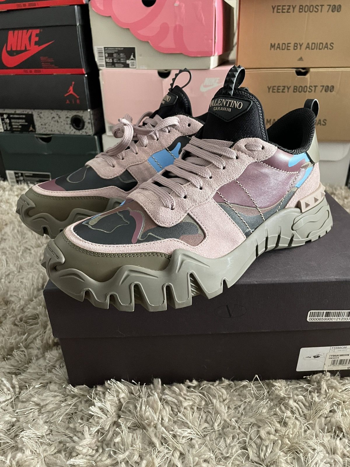 Valentino Valentino RockRunner Plus Rockstud Camo Trim Leather Sneaker Size US 11 / EU 44 - 1 Thumbnail