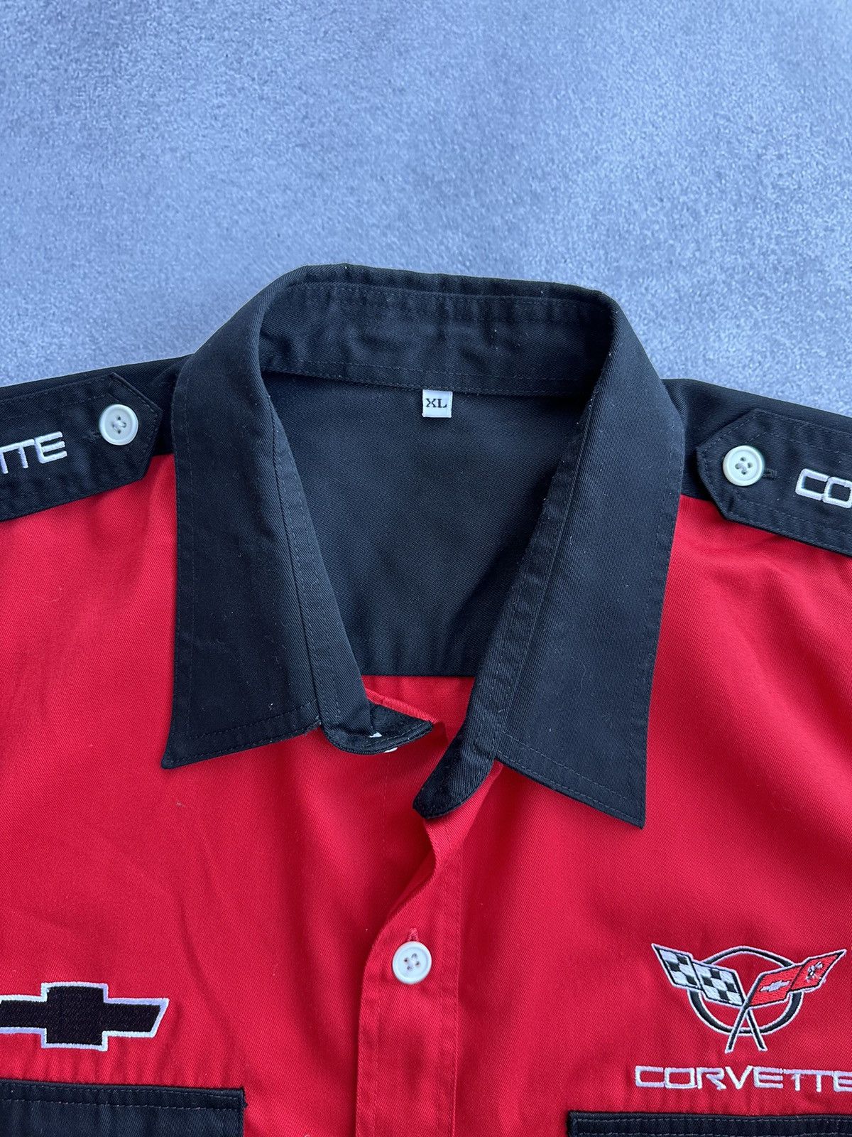 Vintage VTG Chevrolet Corvette Racing Red Short Sleeve Buttons Shirt Size US XL / EU 56 / 4 - 7 Thumbnail