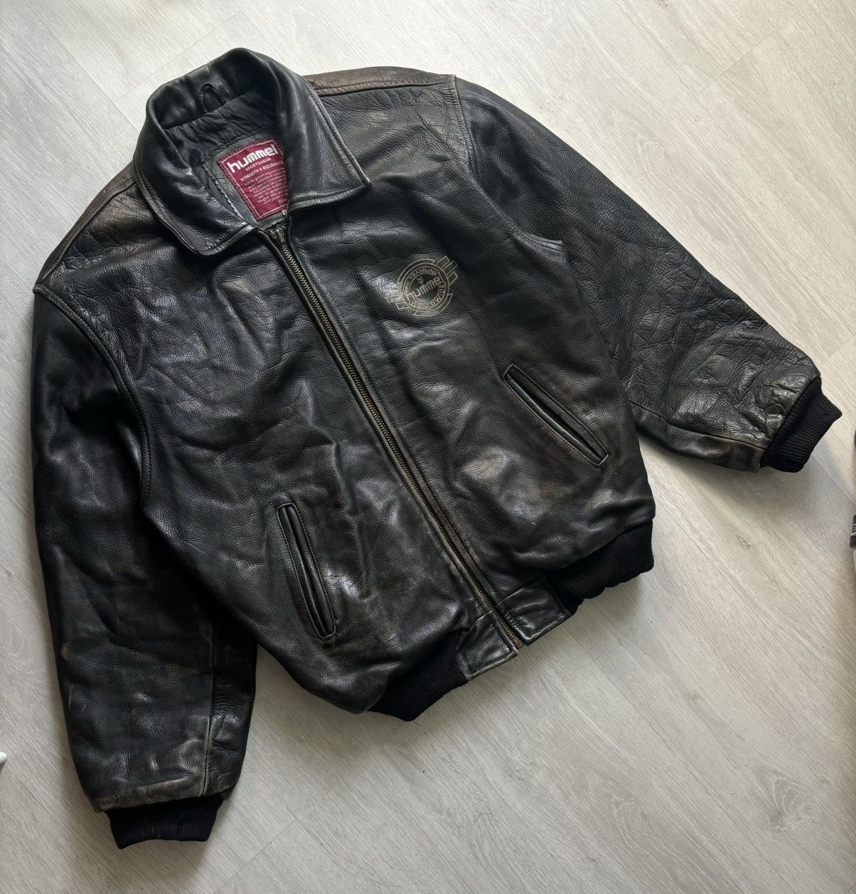 Hummel Vintage Hummel Leather bomber Jacket Size US L / EU 52-54 / 3 - 1 Thumbnail