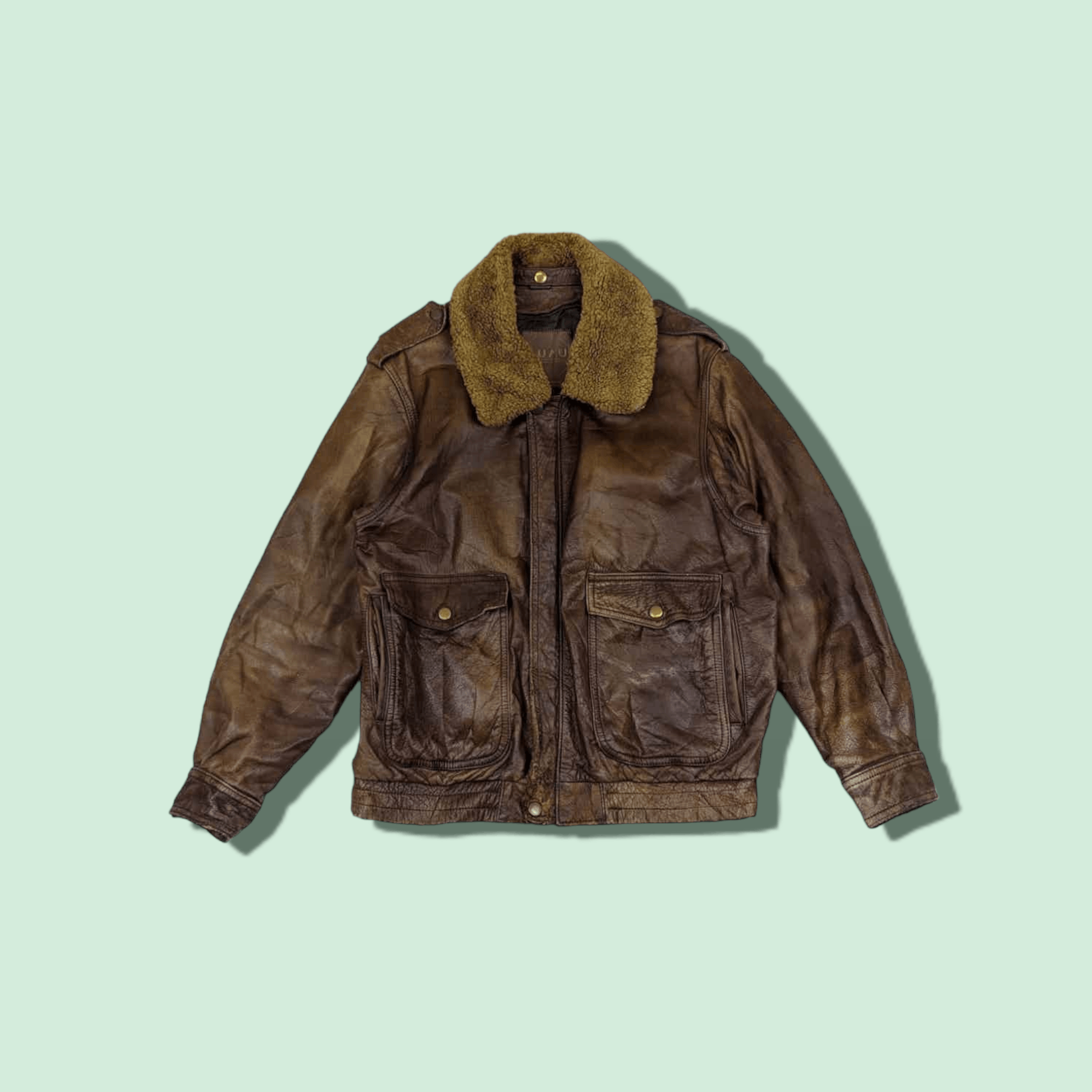 Vintage Japan LUAU Atsukawa Shioji Winter Leather Jacket